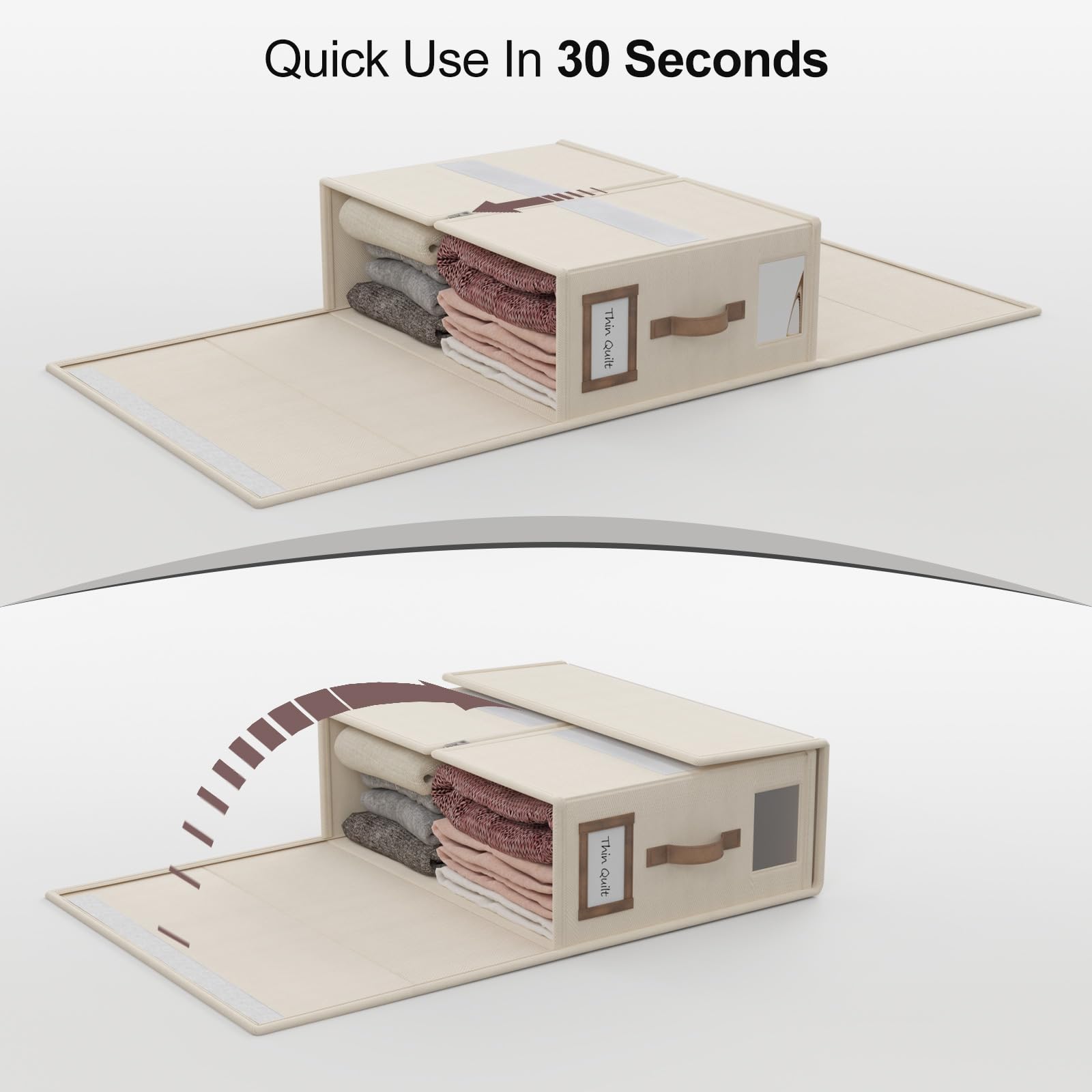 BigPonPon 8 Pack Foldable Bed Sheets Set Organizers and Storage(Cal King Size),Linen Fabric Closet Organizers with Window,Foldin