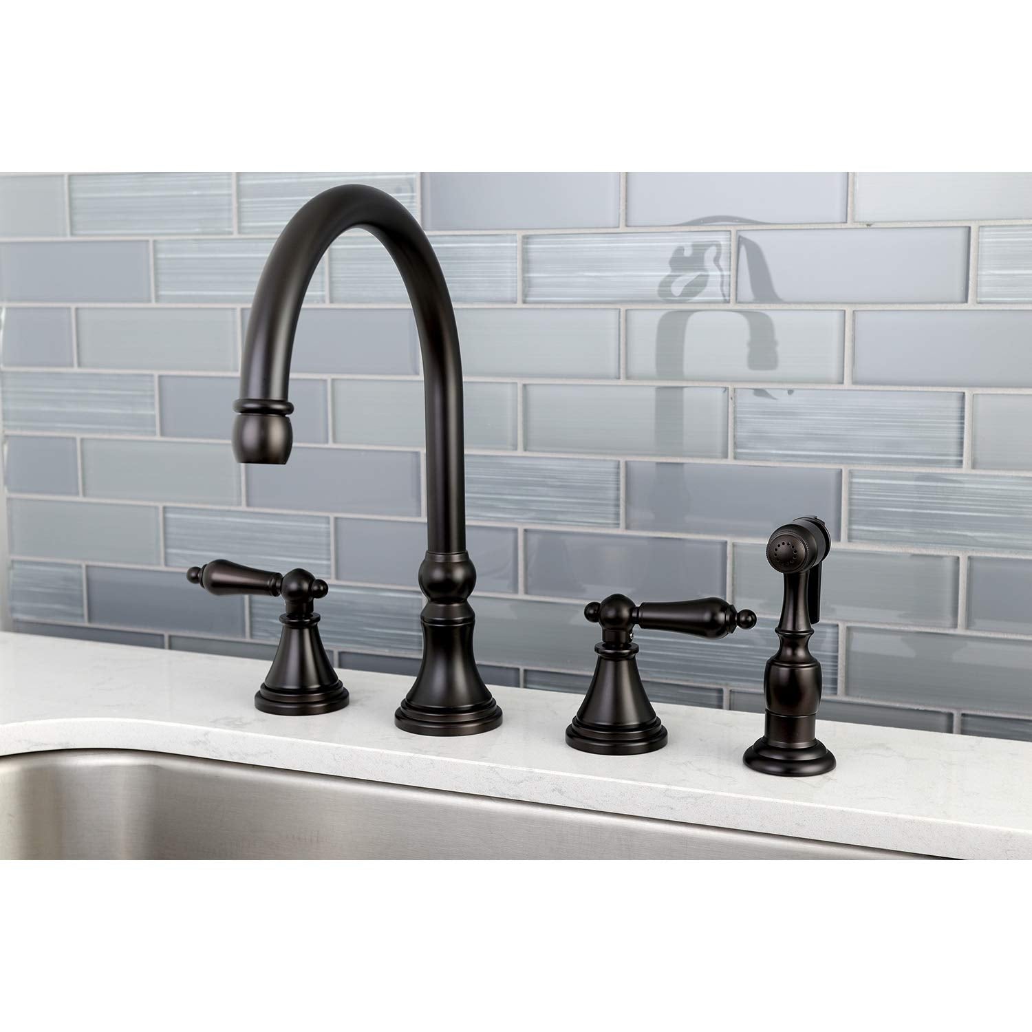 Kingston Brass KS2795ALBS Widespread Kitchen Faucet  Oil Rubbed Bronze