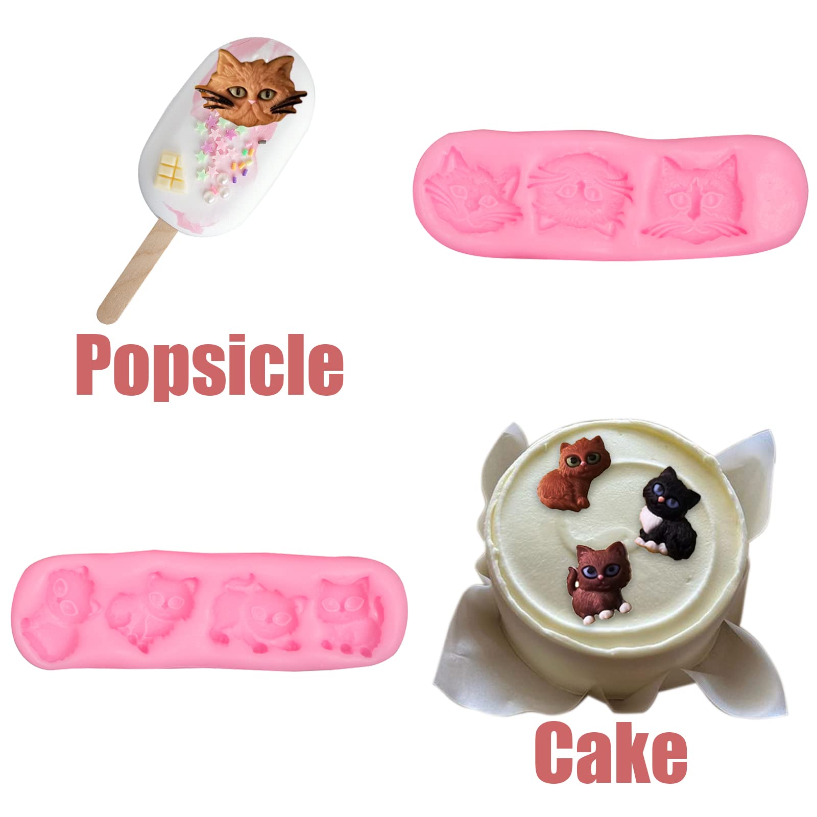 Elephant Silicone Chocolate Molds, 4 Pcs Cut Cat Foxes Animals Fondant Molds For Baby Shower Cake Decoration Candy Cupcake Toppe