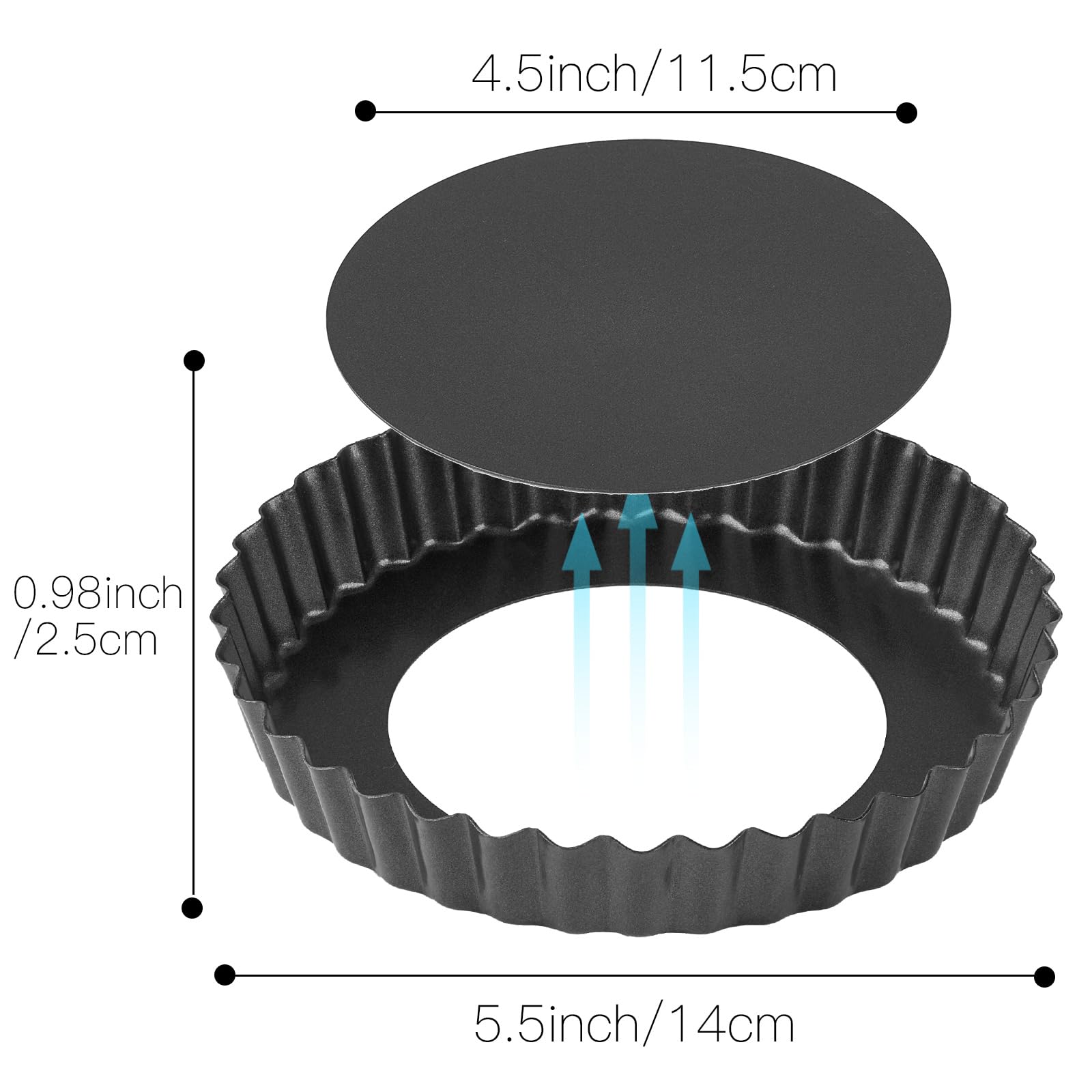 Meichu Mini Tart Pans Removable Bottom Pie Pans Mini Quiche Pans For Baking Tartlet Tart Mold 5.5 Inch Carbon Steel Reusable Bak