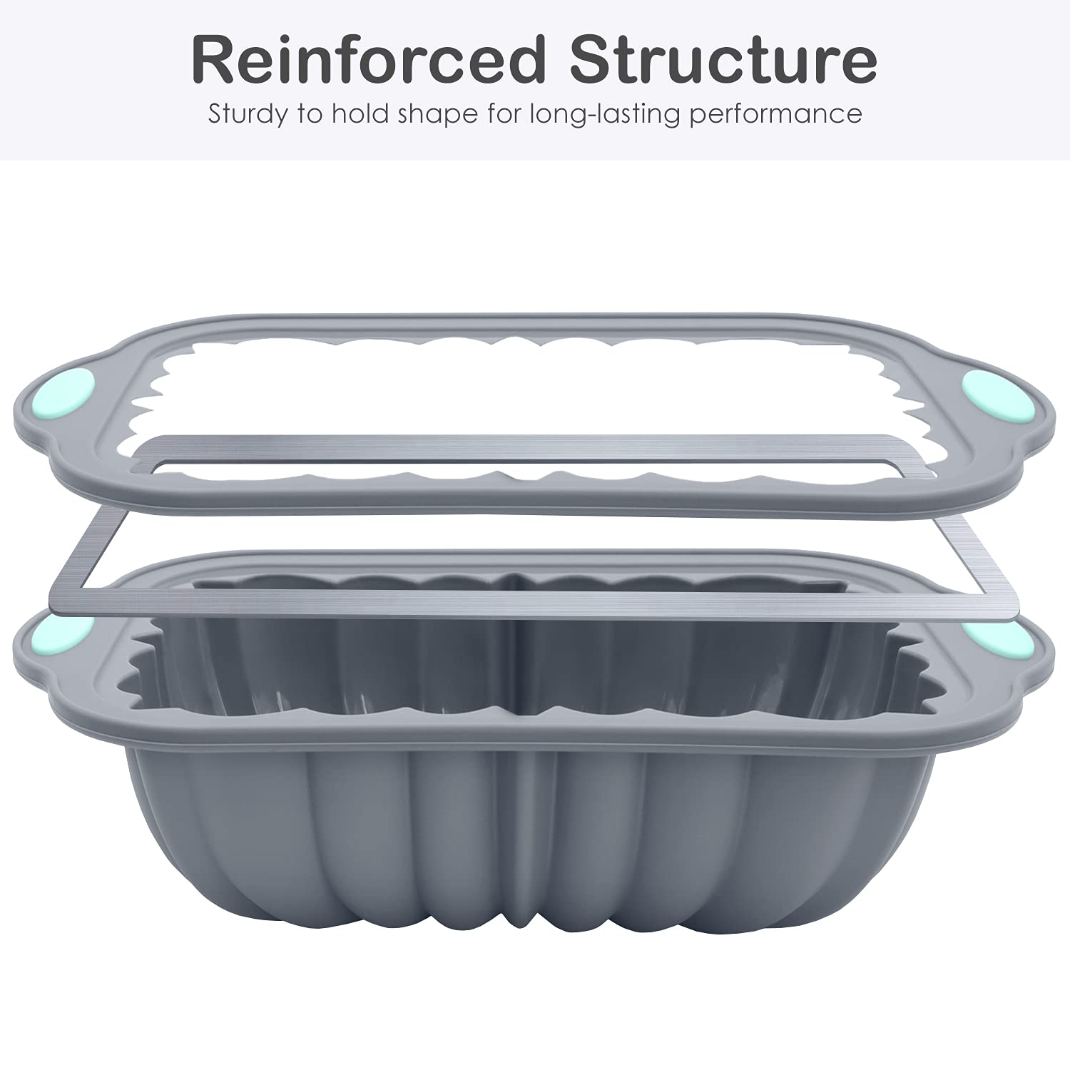 Chicrinum Silicone Bread Loaf Pan, Non-Stick Food Grade Silicone Baking Mold, Meatloaf Pan With Metal Reinforced Frame More Stre