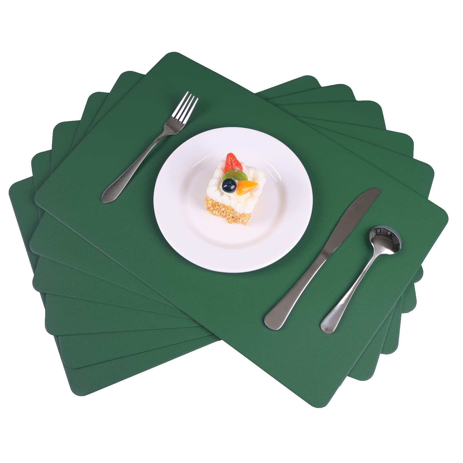 Vinjiasin Placemats Set Of 6 Green Leather Place Mats For Indoor Outdoor Kitchen Table Mats Waterproof Heat Resistant Wipeable W