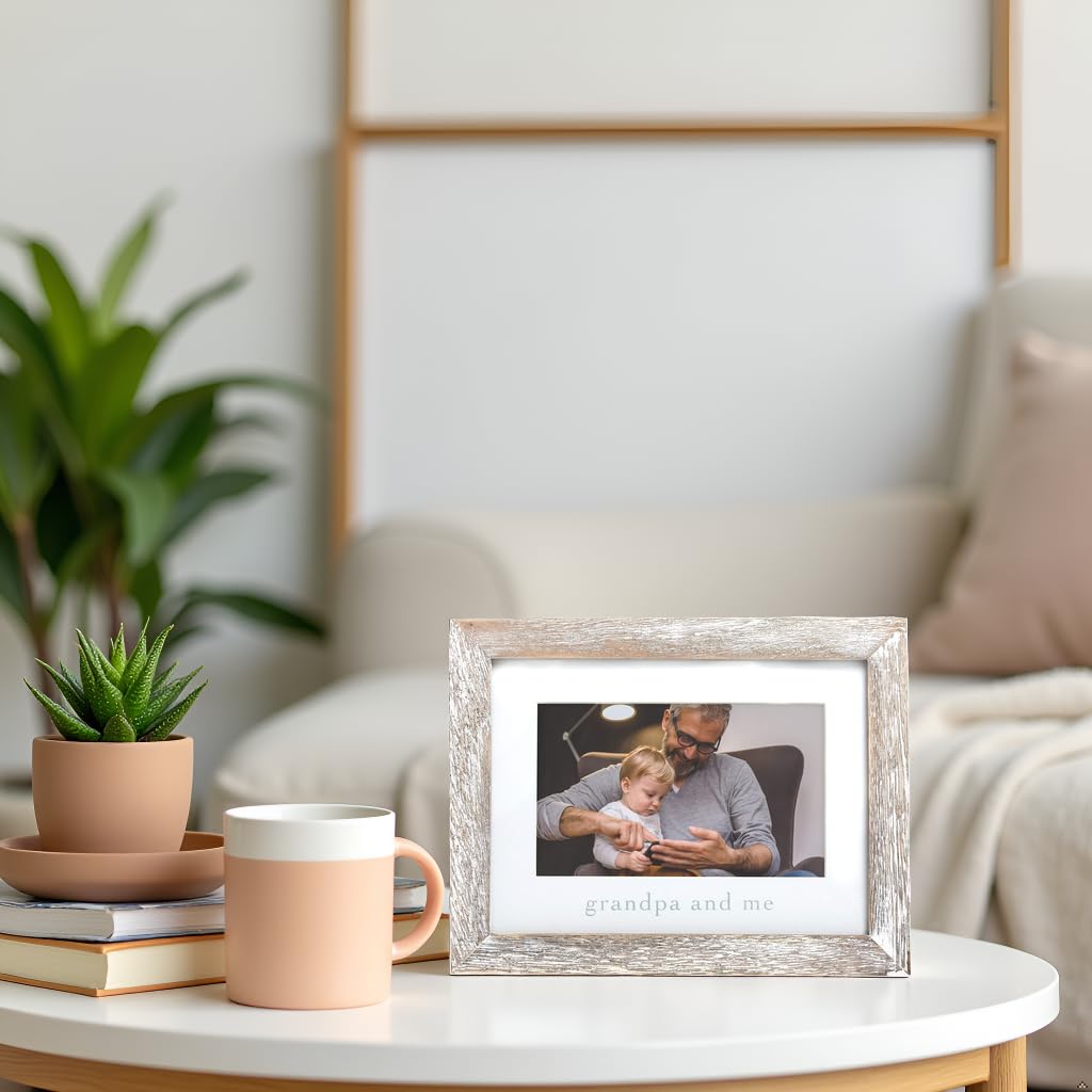 Pearhead Grandpa and Me Rustic Picture Frame, Gender Neutral Nursery Decor, Farmhouse Style Wall or Tabletop Display, Gift for N