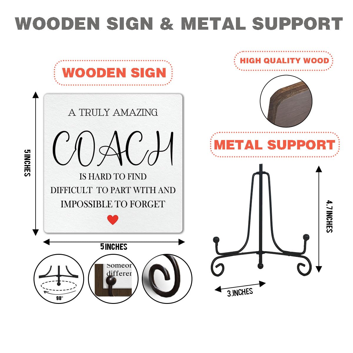 LeFohLon Coach Gifts - Wooden Sign Decor with Stand for Mentor Trainer Office Desk, Rustic Home Decor Plaque - Appreciation Keep