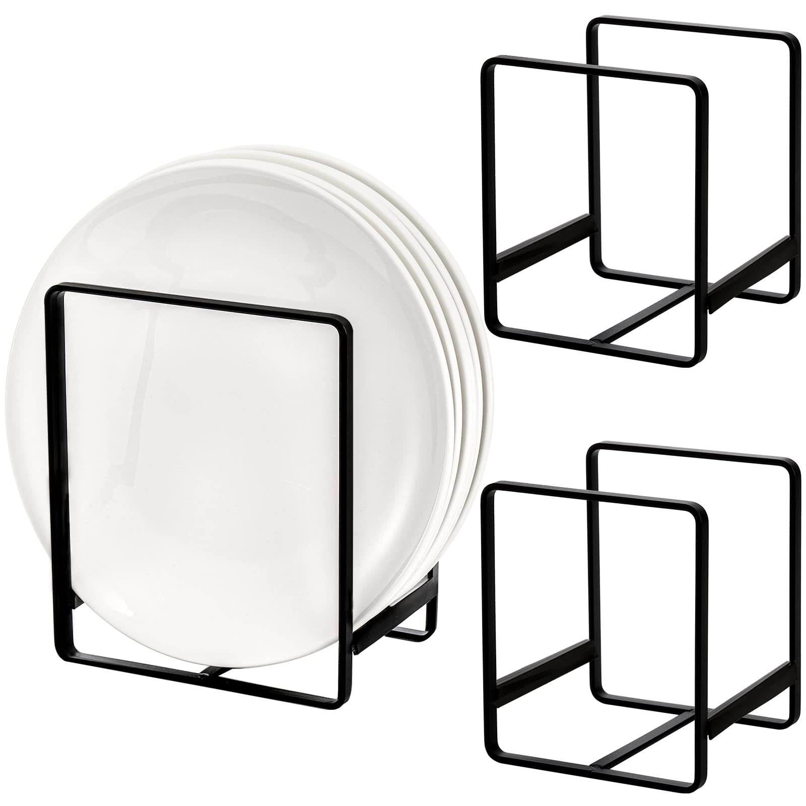 Zoofox 3 Pieces Metal Dish Organizer, Plate Organizer For Cabinet, Kitchen Storage Cabinet Organizer For Plates, Pots And Pans (