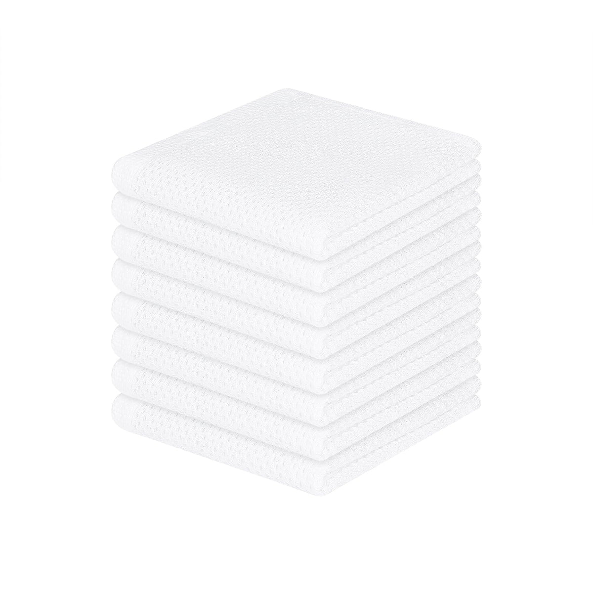 Homaxy 100% Cotton Waffle Weave Kitchen Dish Cloths, Ultra Soft Absorbent Quick Drying Dish Towels, 12 X 12 Inches, 8-Pack, Whit