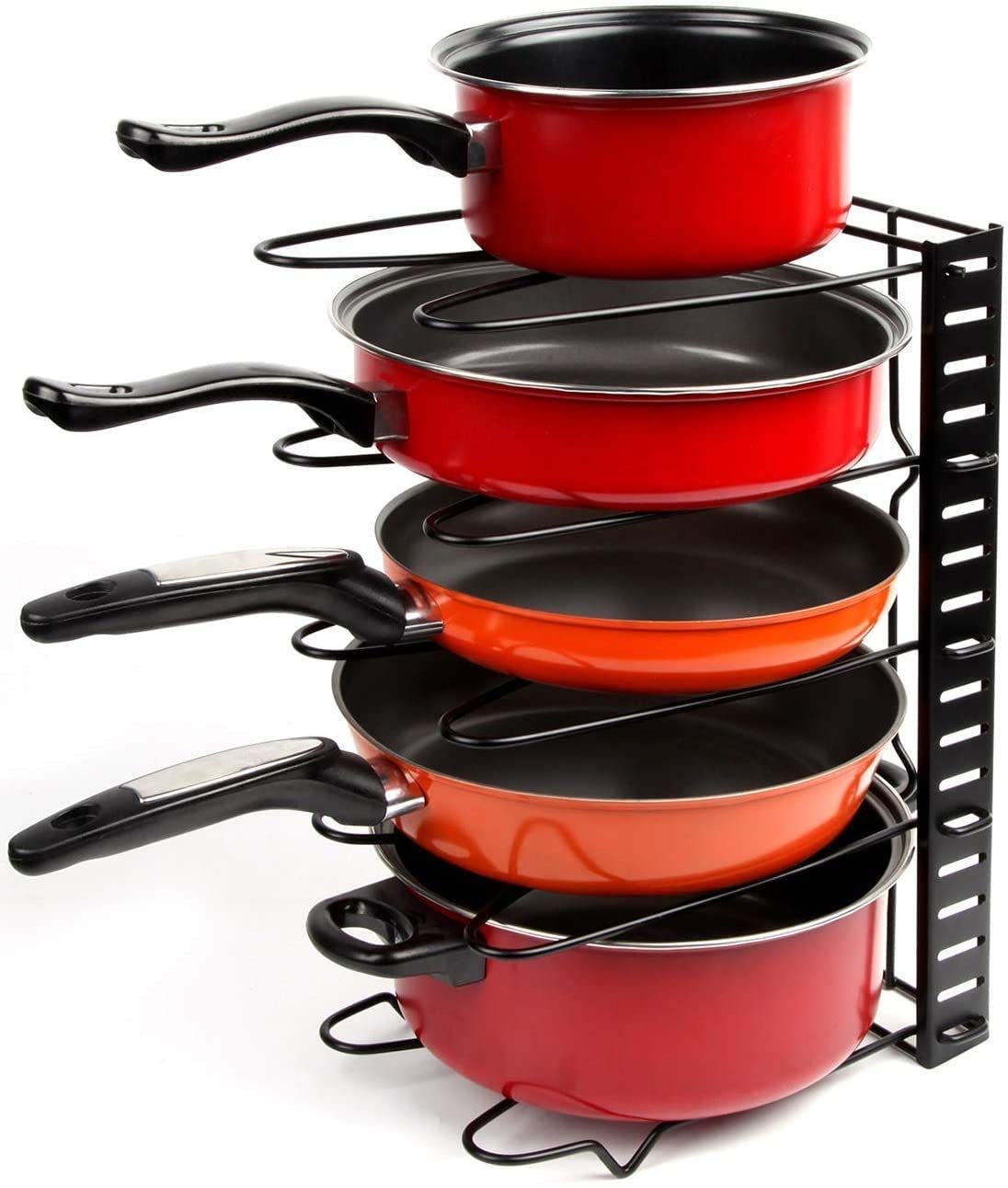 Vroxy Kitchen Pan Pot Rack Holder Organizer 5 Slot Adjustable Multipurpose Pan Pot Rack Holder Organizer For Kitchen Cabinet & C