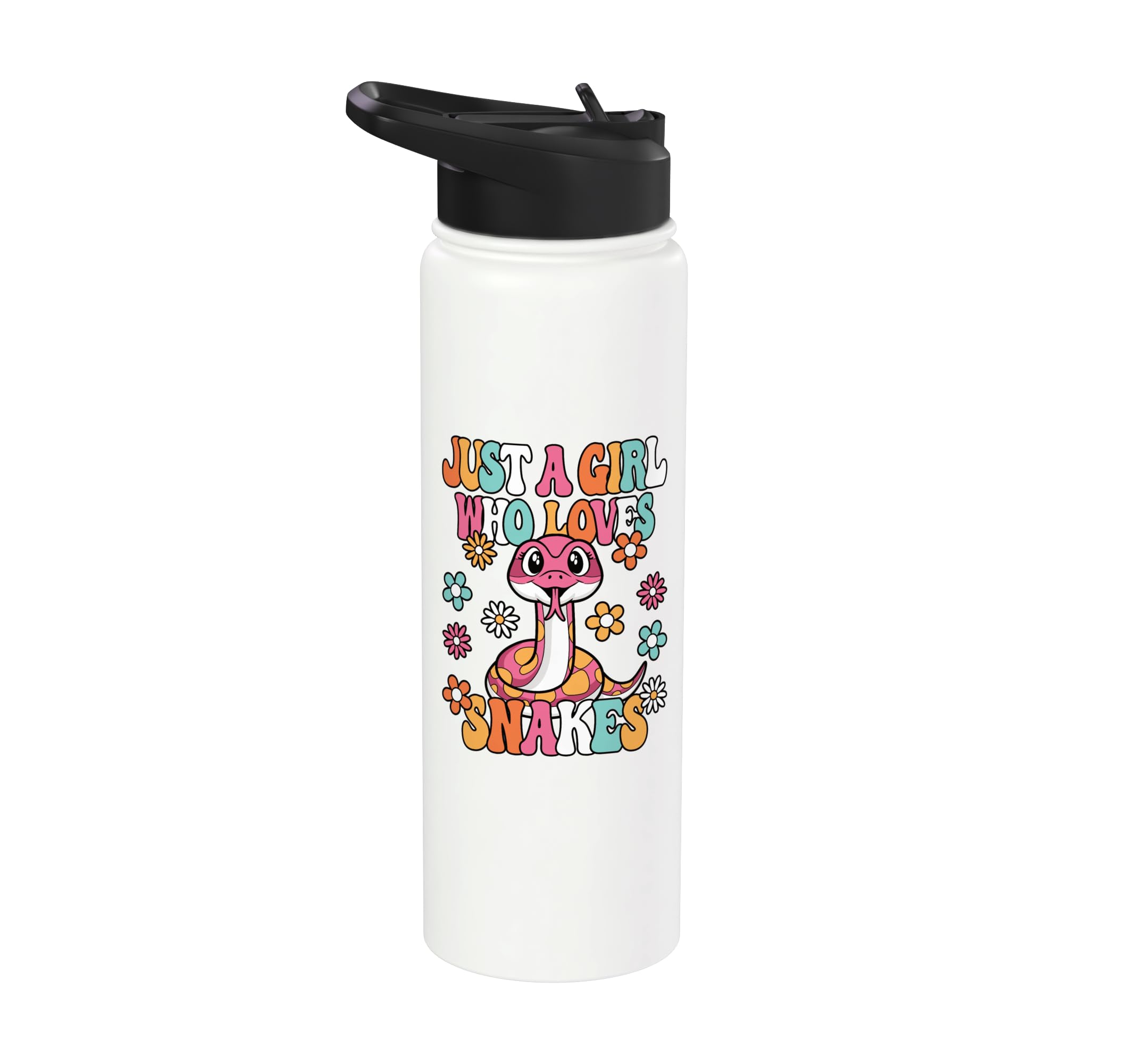 Just A Girl Who Loves Snakes Cute Snake Reptile Kids Stainless Steel Insulated Water Bottle