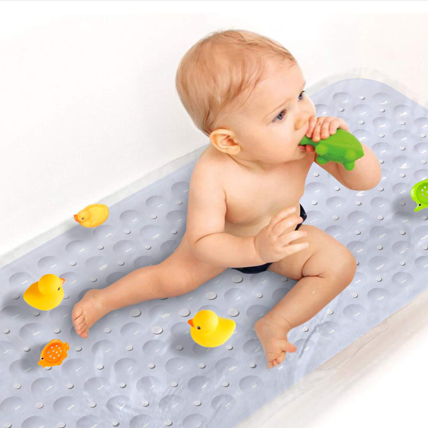 Sheepping Baby Bath Mat Non Slip Extra Long Bathtub Mat For Kids 40 X 16 Inch - Eco Friendly Bath Tub Mat With 200 Big Suction C
