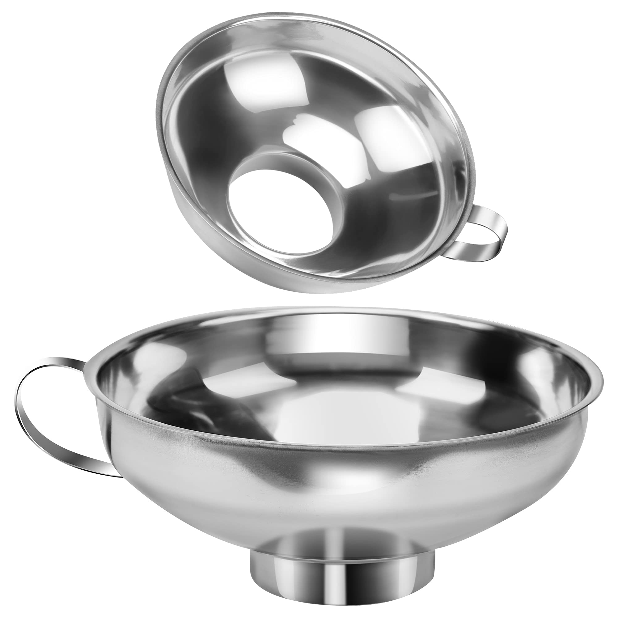 2 Pcs Canning Funnel For Wide And Regular Jars, Wide Mouth Funnel Stainless Steel Funnel For Kitchen Use, Metal Funnel Set For T