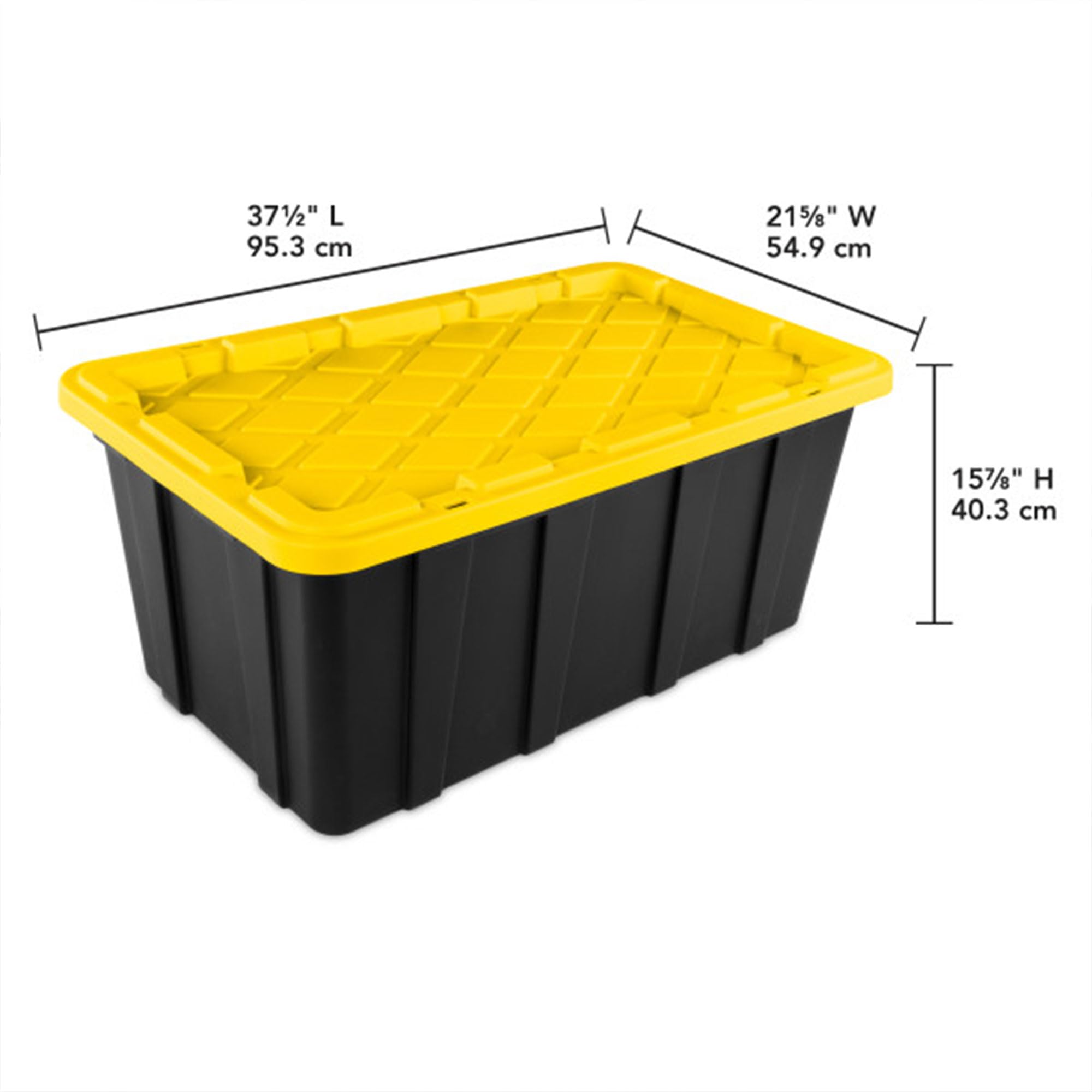 Sterilite 16-Pack Stackable Storage Bins, Heavy Duty Totes W/ Lids, 38 Gallon, Black/Yellow