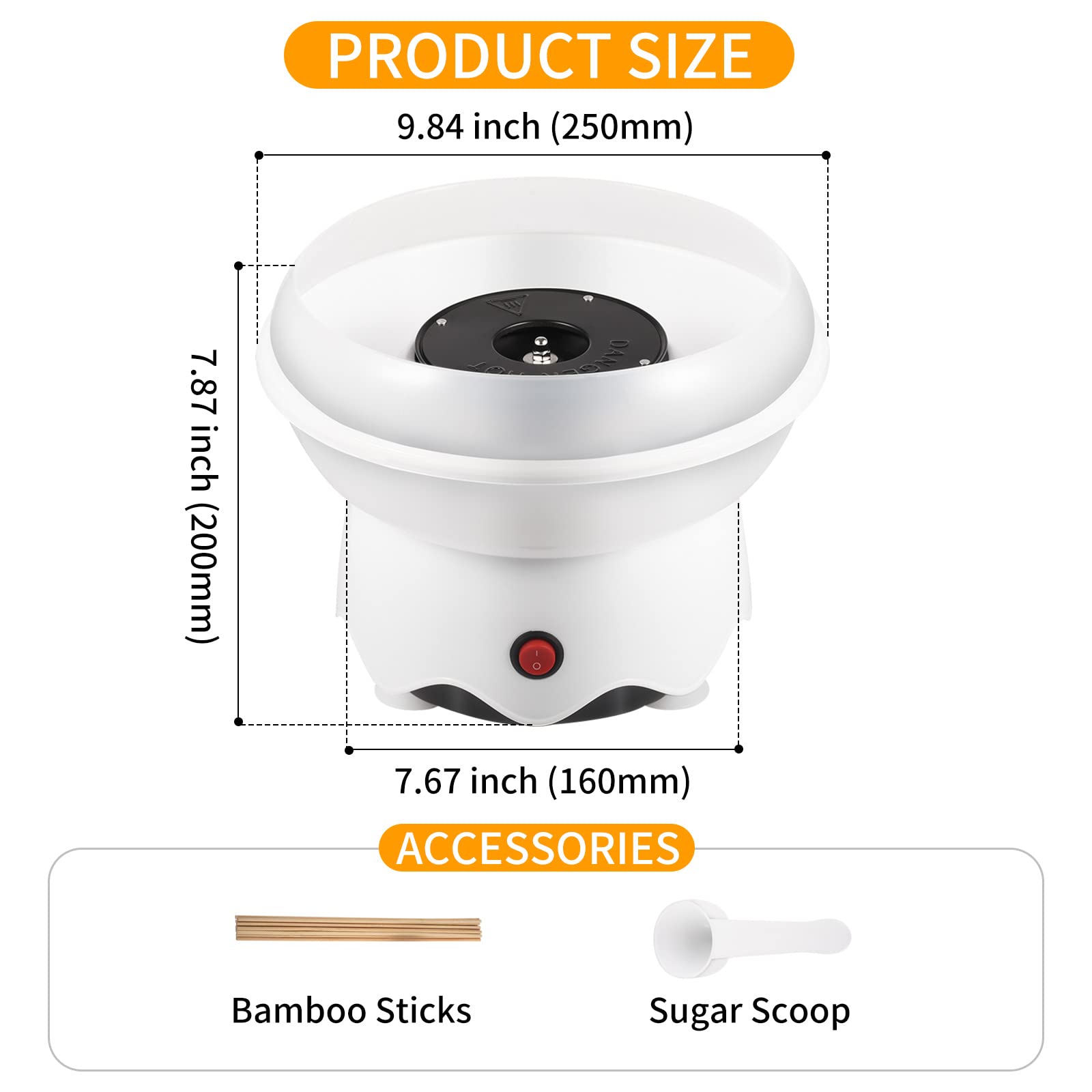 FUNTELL Mini Cotton Candy Machine BX-A400, White, Includes Sugar Scoop & Sticks for Parties & Home Use