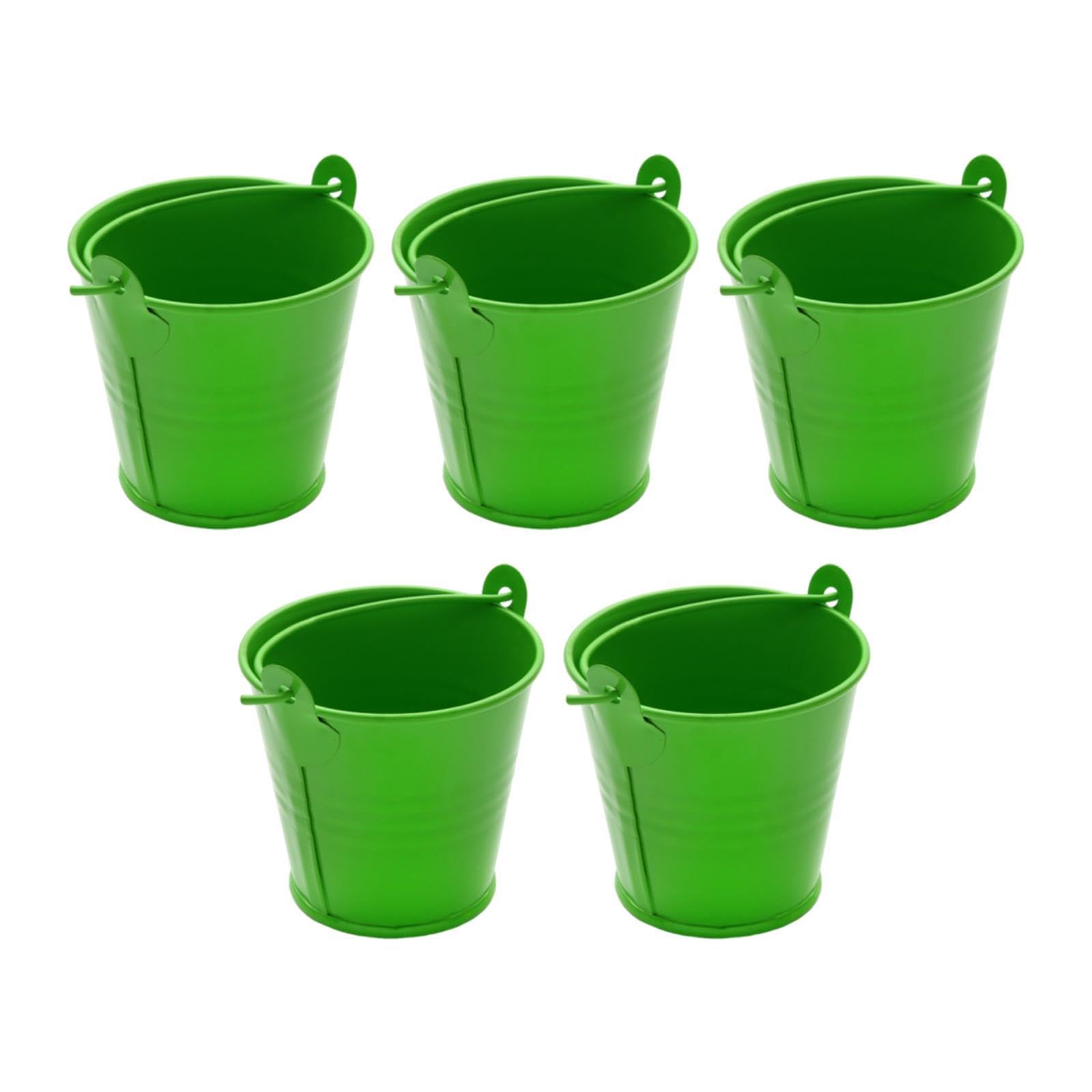 Enakshi 5X Galvanized Metal Buckets Container Rustic Party Favors Sturdy Ice Buckets Green|Gardening Supplies | Plant Care, Soil