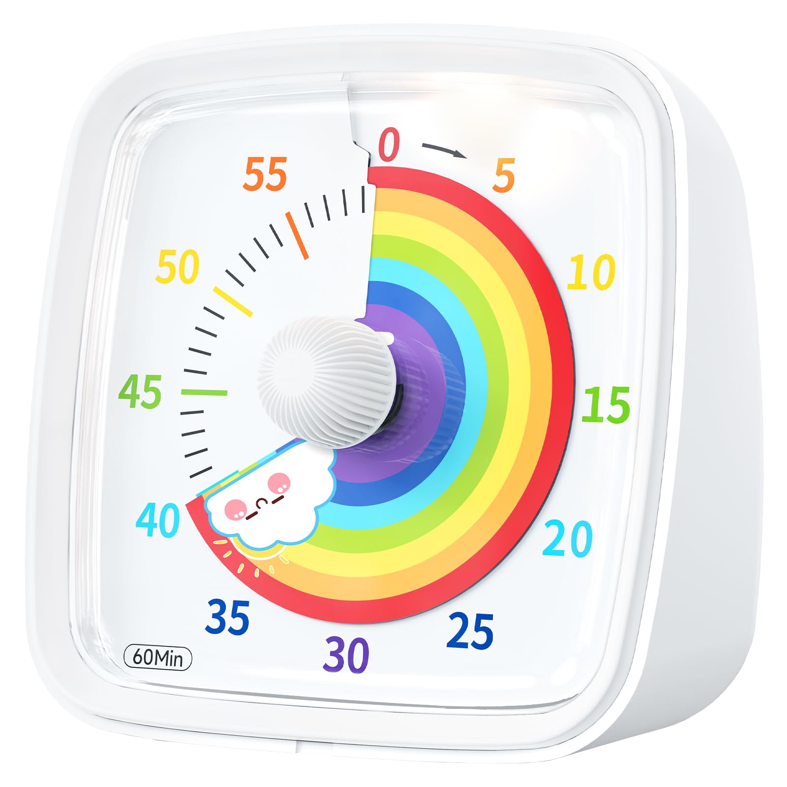 Yunbaoit Visual Timer with Night Light, 60-Minute Rainbow Countdown Timer for Kids and Adults, Time Management Tool for Home, Sc