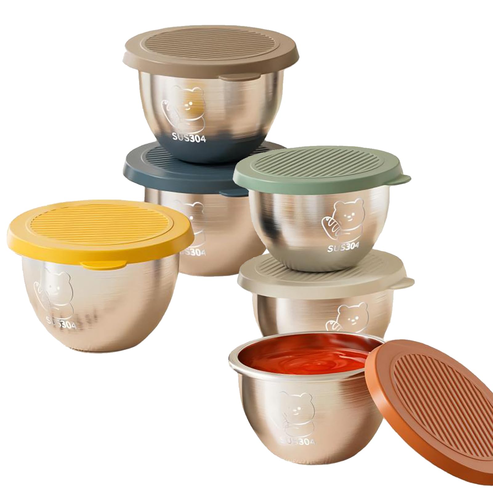Vozdepals 6 Pack X 2.4Oz Salad Dressing Containers With Lids, Sauce Containers For Lunch Boxes, Stainless Steel Salad Dressing C