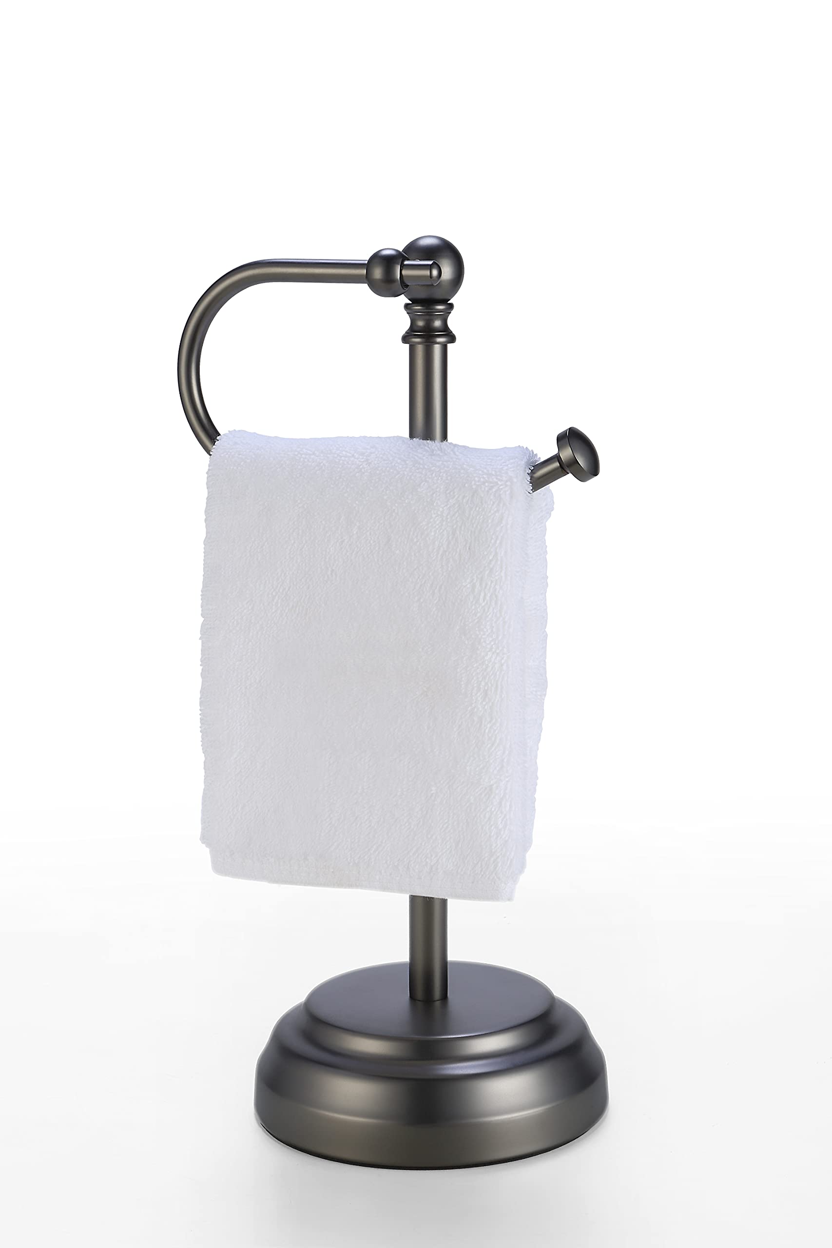 SunnyPoint Heavy Weight Classic Decorative Metal Fingertip Towel Holder Stand for Bathroom, Kitchen, Vanity and Countertops. (Bl