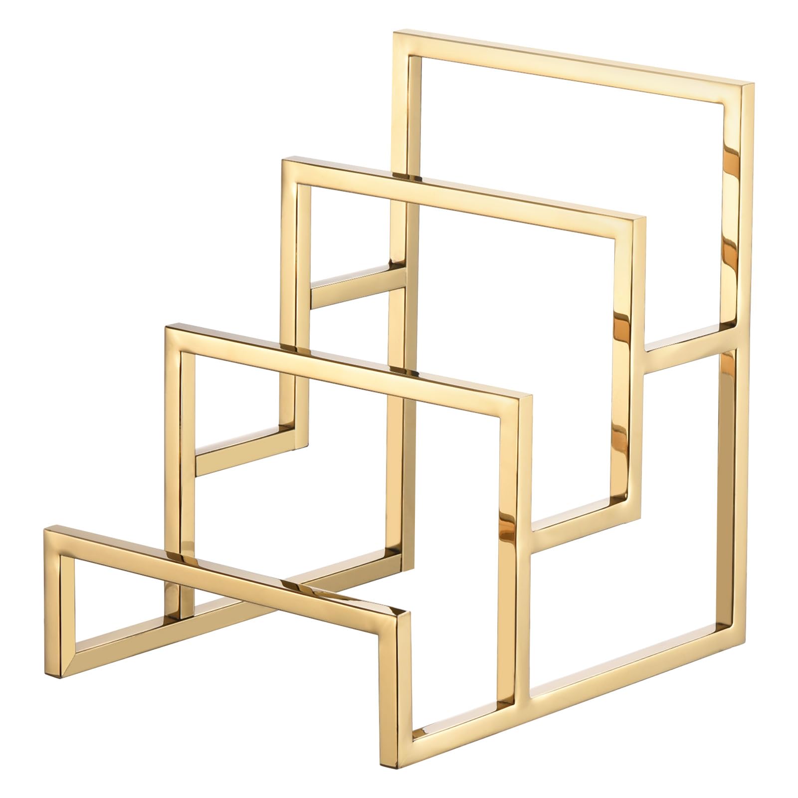 uxcell Clutch Purse Display Stand 3 Layer Wallet Display Rack Metal Clutch Holder Riser for Home Retail Store Supplies - Gold