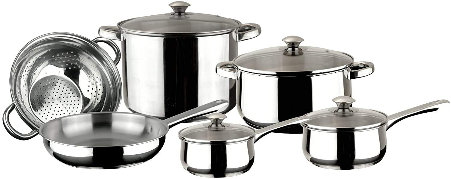 MAGEFESA  Vesta 10 Piece Cookware Set, Crafted from Stainless Steel, Easy to Clean and Dishwasher Safe, Soft-Touch metal Handles