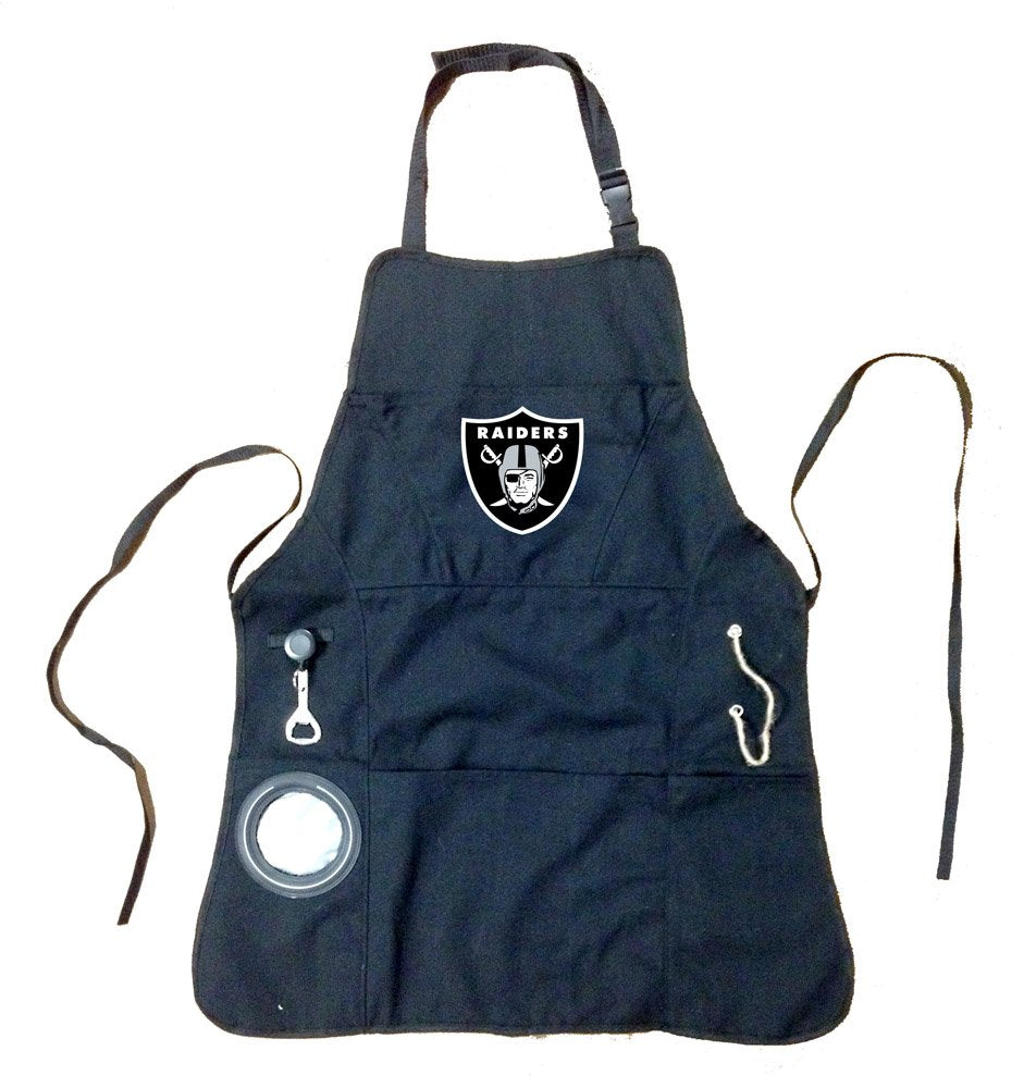 Team Sports America Nfl Las Vegas Raiders Ultimate Grilling Apron  Bottle Opener And Insulated Beverage Holder  Heavy Duty Durab