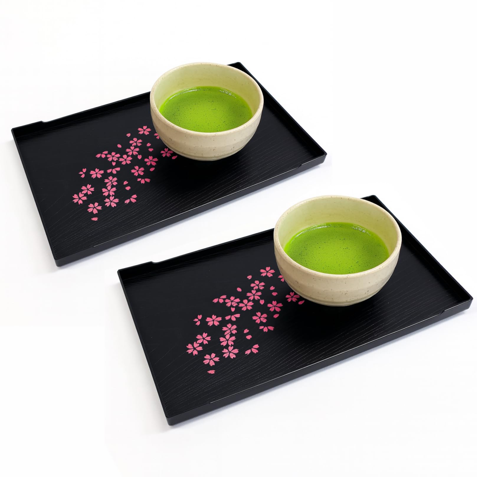 JapanBargain, Set of 2 Japanese Trays Tea Tray Sushi Plate Small Snack Tray Tempura Tray, Wood Grain Pattern, Made in Japan, 10x