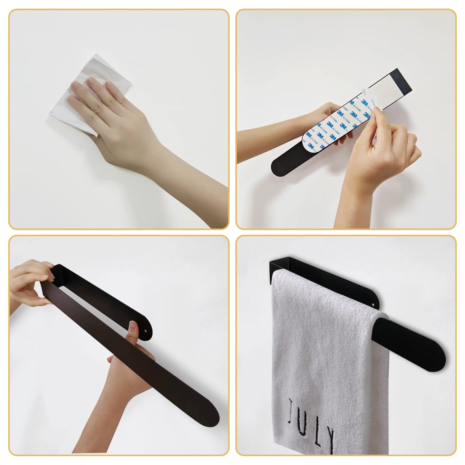 Hufeeoh Hand Towel Holder, Towel Hanger For Bathroom, Self Adhesive Bathroom Towel Holder Towel Bar, Towel Holder For Kitchen Ca
