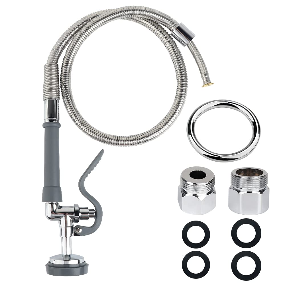 Kwode Pre Rinse Hose With Sprayer Valve 44 Inch Hose With Sprayer Head Replacement Kit Commercial Sink Sprayer Hose For Kitchen