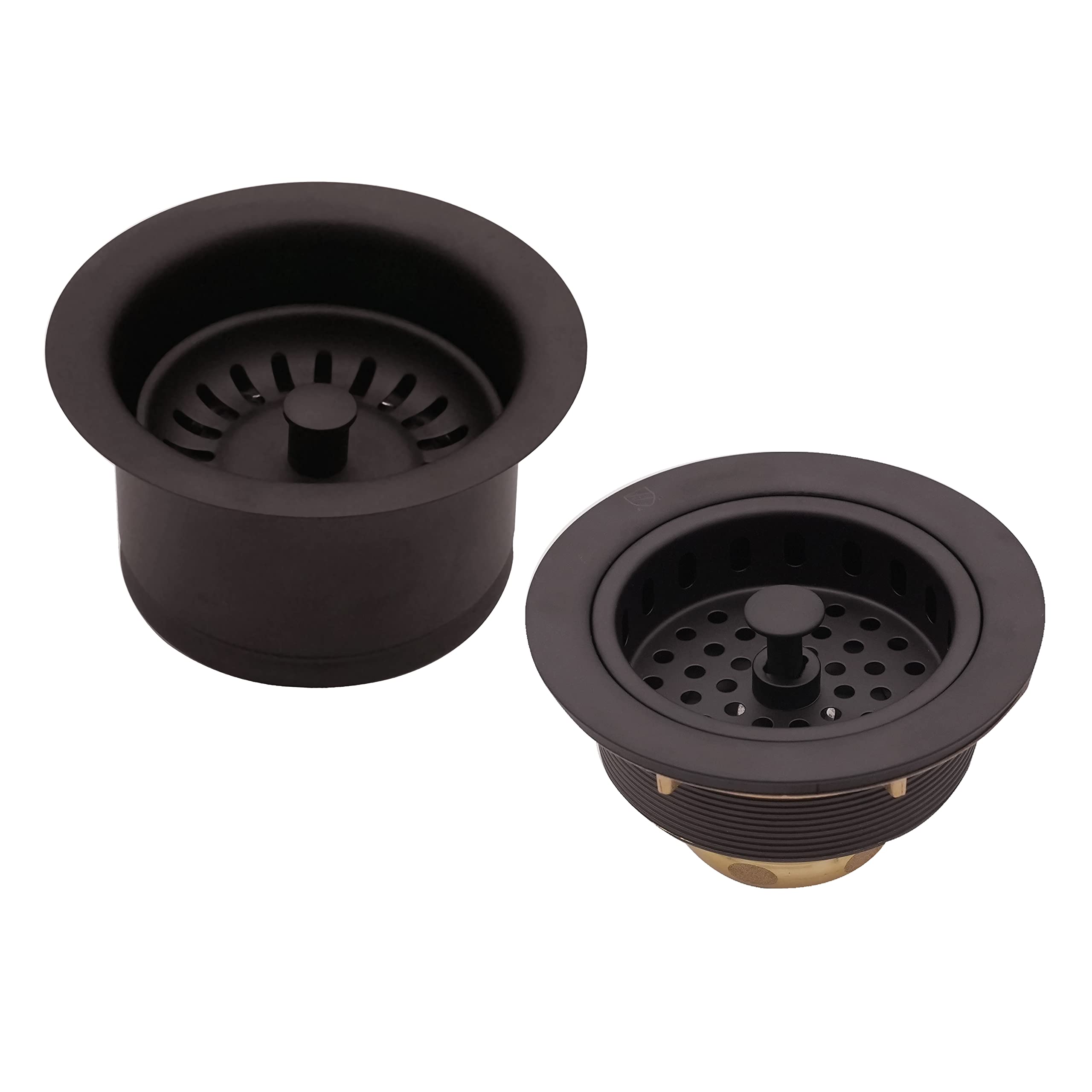 Westbrass Co2196S-12 Combo Pack 3-1/2'' Post Style Large Basket Extra-Deep Collar Kitchen Sink Waste Disposal Flange With Strain