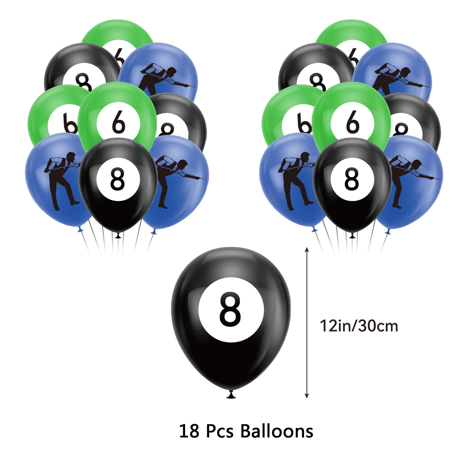 Billiards Party Decorations Billiards Birthday Party Supplies Includes Billiards Happy Birthday Banner, Cake Topper, Cupcake Top