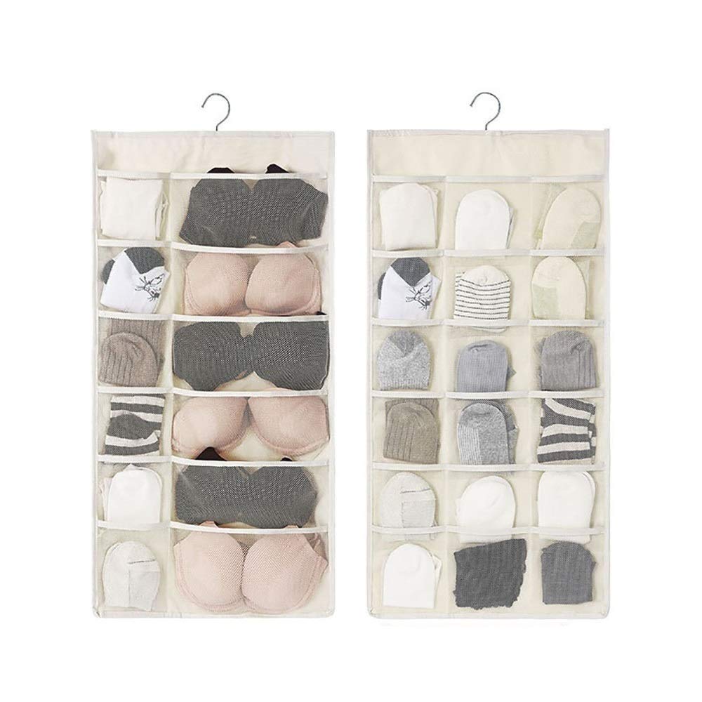 Newraturner Closet Hanging Organizer With Mesh Pockets & Rotating Metal Hanger,Dual Sided Wall Shelf Wardrobe Storage Bags,Oxfor