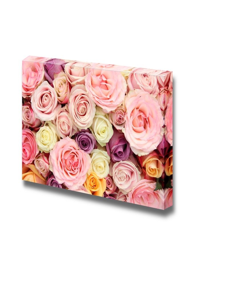Canvas Prints Wall Art - Pastel Colorful Roses In A Wedding Arrangement | Modern Wall Decor/Home Decoration Stretched Gallery Ca
