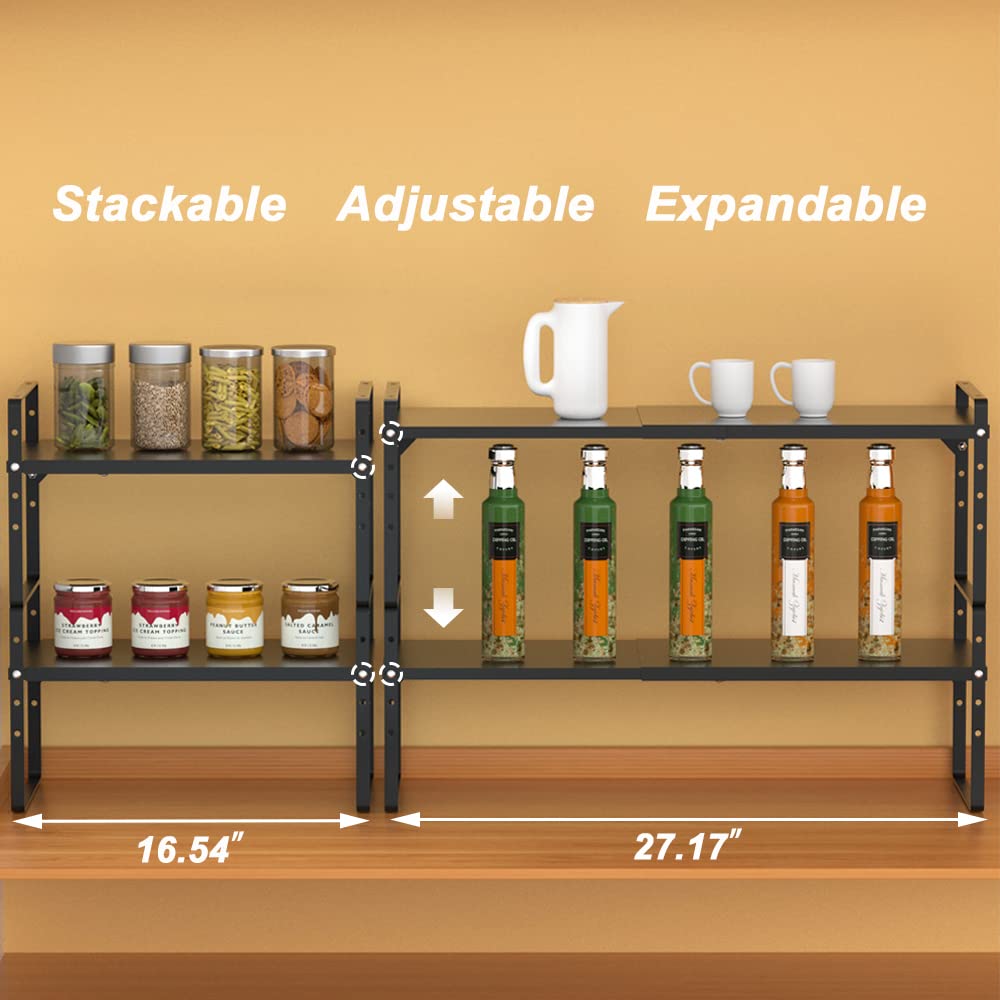 Wejipp Cabinet Organizer Shelf Expandable Spice Rack In Cabinet Shelf Countertop Cupboard Pantry Shelf Organizer Storage Rack Fo