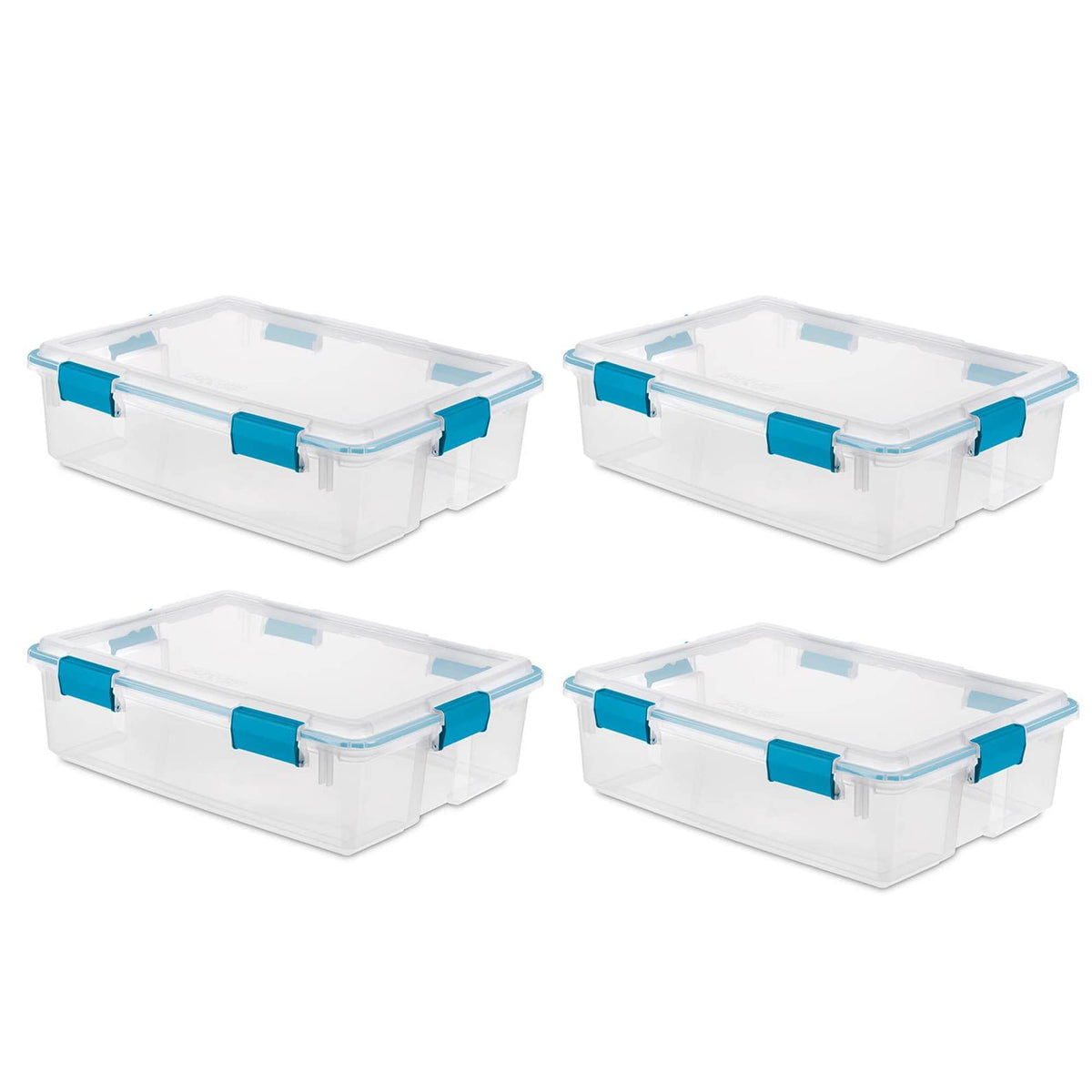 Sterilite 37 Qt Gasket Box, Stackable Storage Bin With Latching Lid And Tight Seal, Plastic Container To Organize Basement, Clea