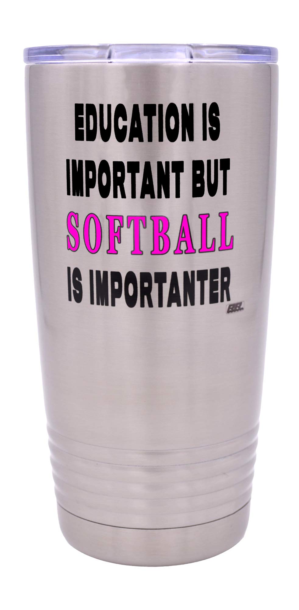 Rogue River Tactical Funny Softball Player 20 Oz. Travel Tumbler Mug Cup W/Lid Education Important Gift Idea