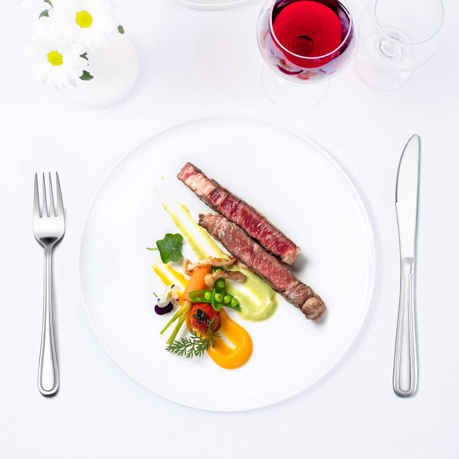 Dinner Forks Set Of 12, E-Far 7.9 Inch Stainless Steel Forks For Home, Kitchen Or Restaurant, Non-Toxic & Mirror Polished, Easy