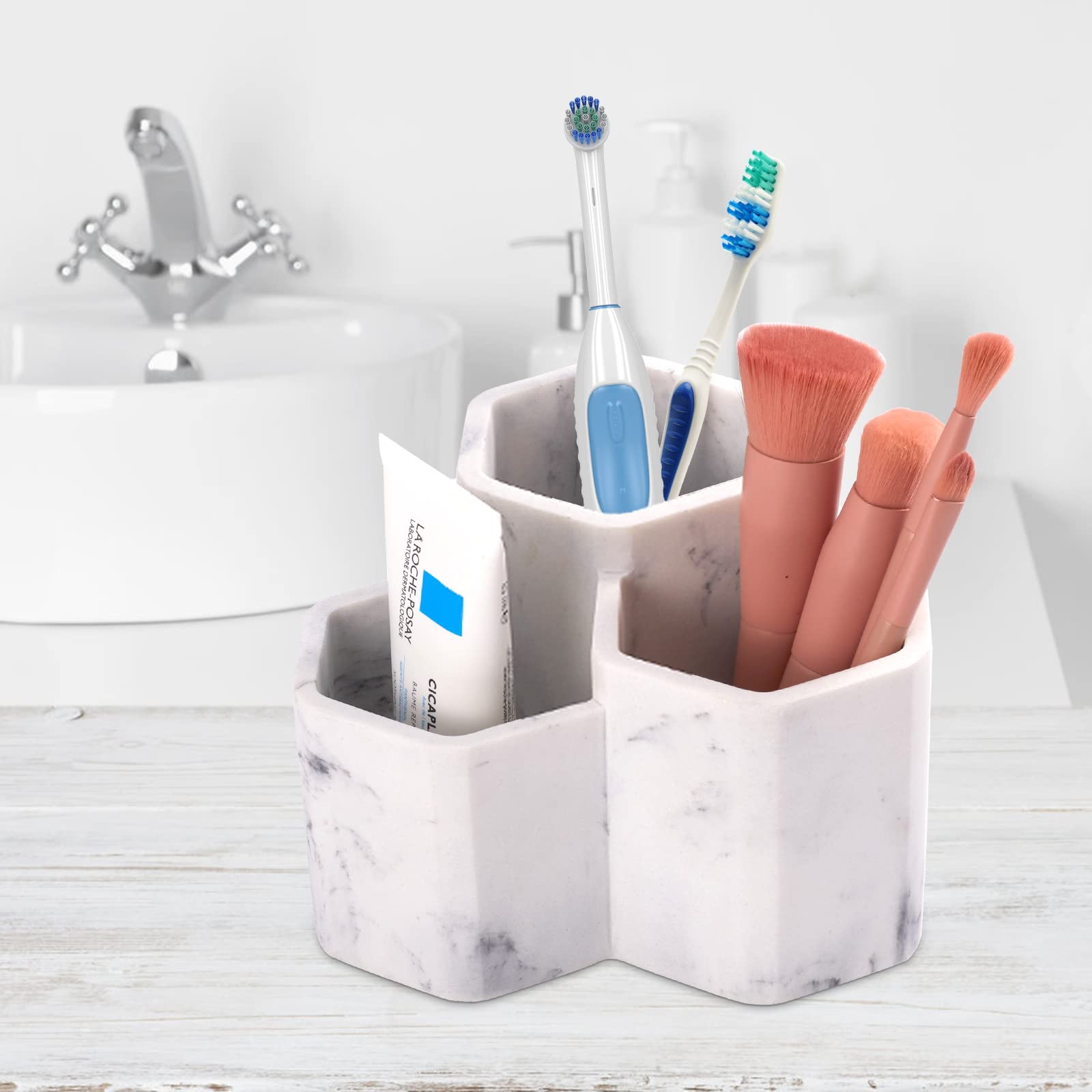 SZYRL Toothbrush Holder for Bathrooms Toothpaste Holder Stand Bathroom Organizer for Toothbrush Makeup Brushes Holder