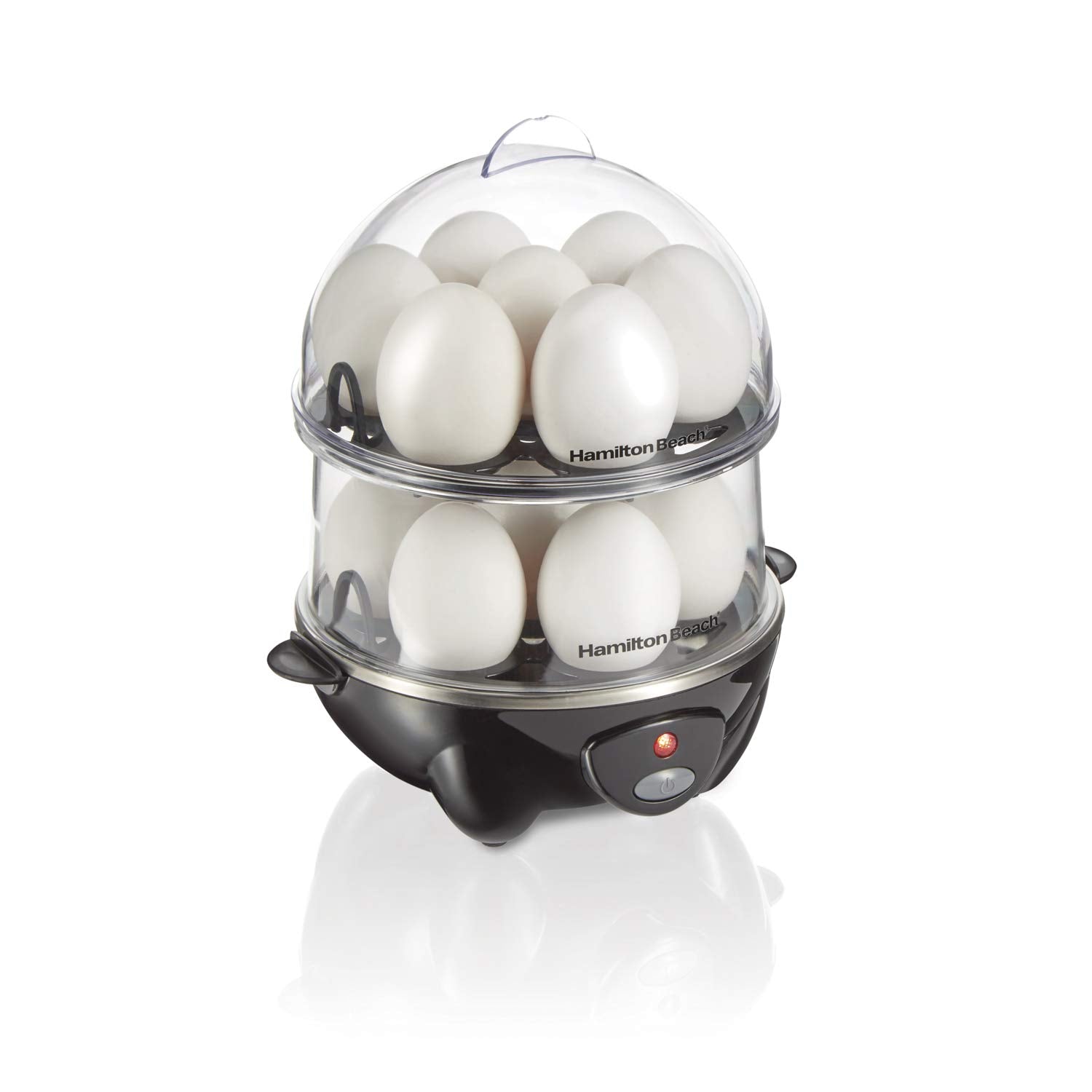 Hamilton Beach 3-In-1 Electric Hard Boiled Egg Cooker, Poacher & Omelet Maker, Holds 14, Black (25508)