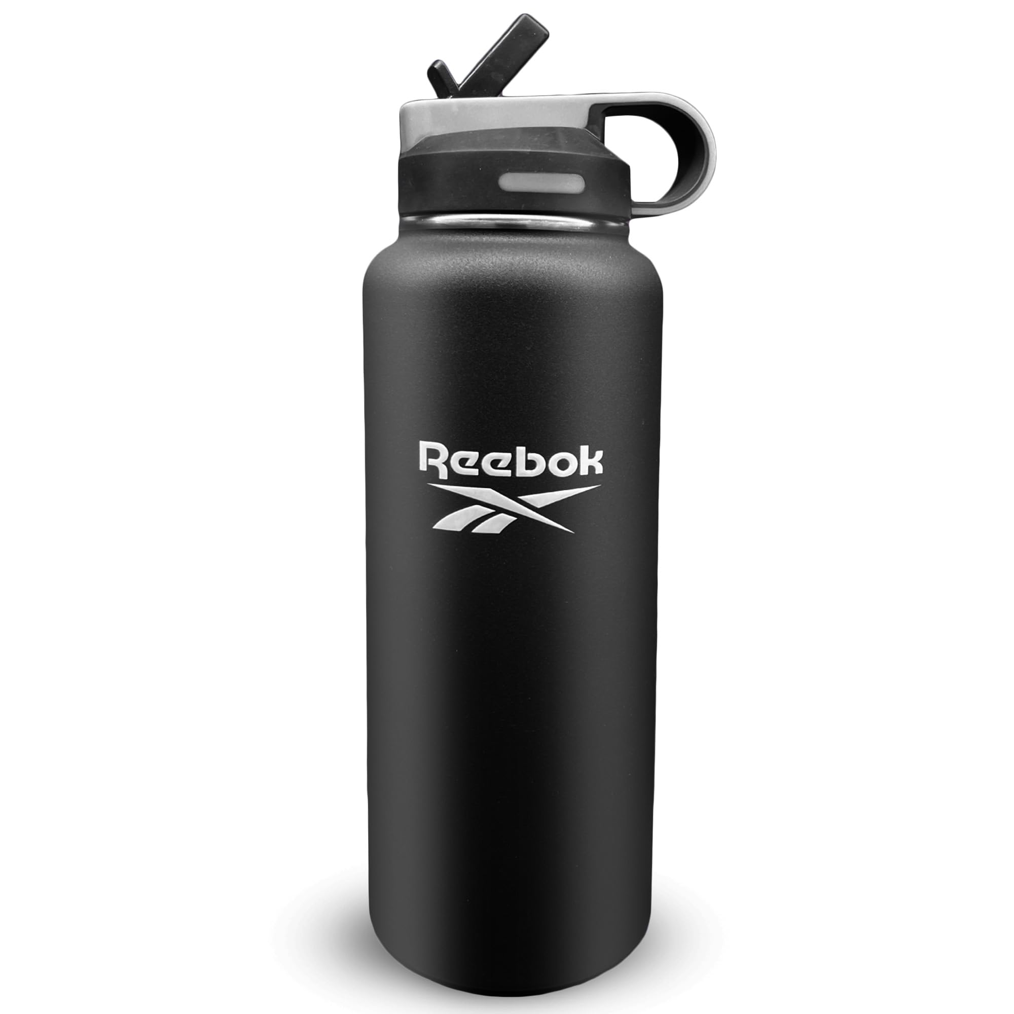 Reebok Stainless Steel Water Bottle With Straw & Lifestyle Design - Insulated Water Bottles 40 oz - Double Wall Vacuum Insulated