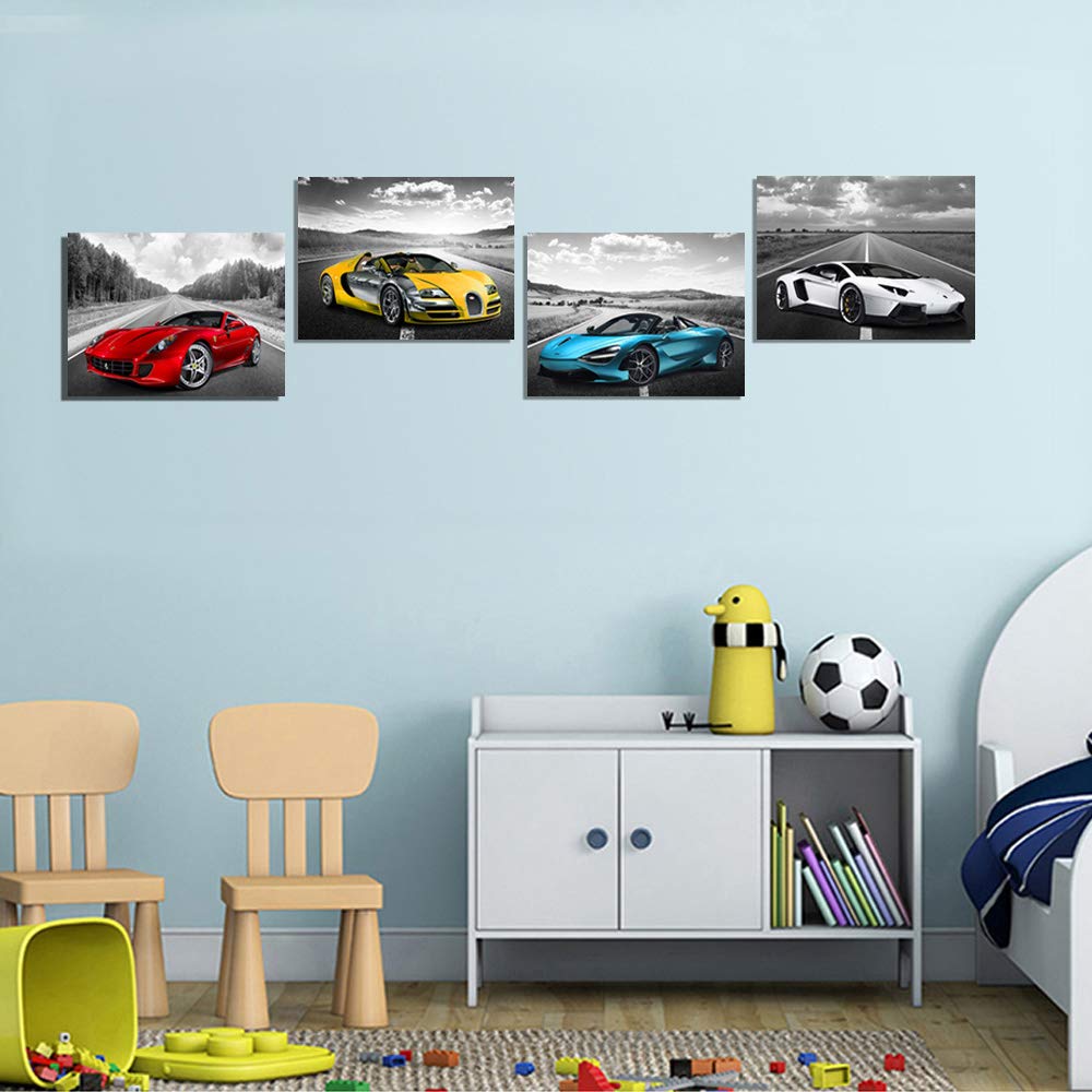Black And White Wall Art Car Poster Decor Framed Car Art For Man Boys Bedroom D  Cor Sports Posters Office Room Decor Gift For T