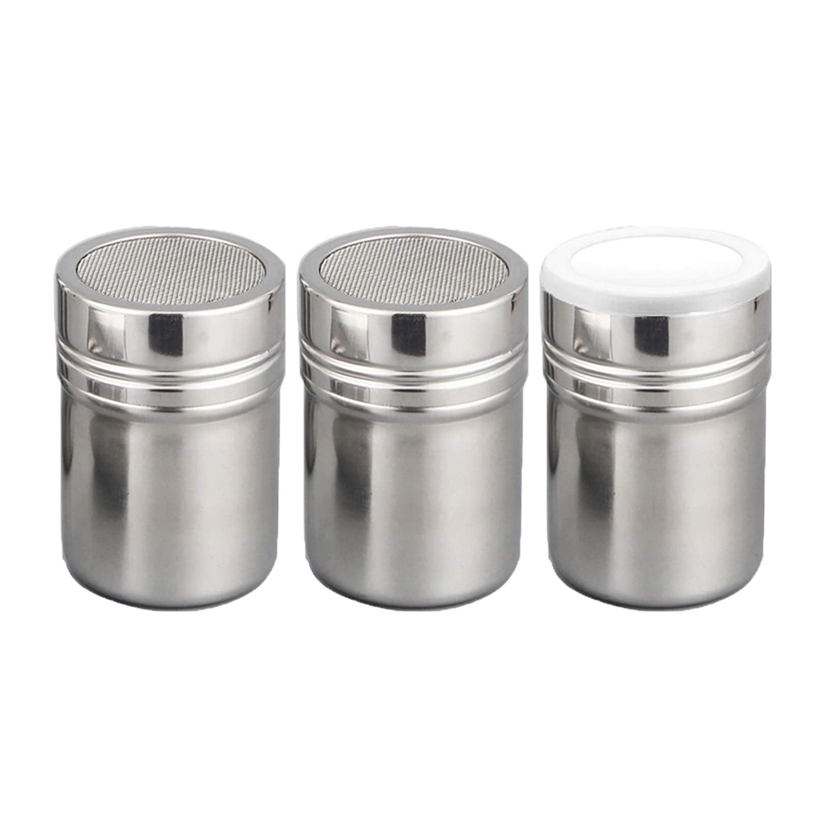Set Of 3Pcs Powder Sugar Shaker With Lid,Stainless Steel Fine Mesh Shaker, For Sifter Cocoa,Cinnamon Powder,Icing Sugar,Chocolat