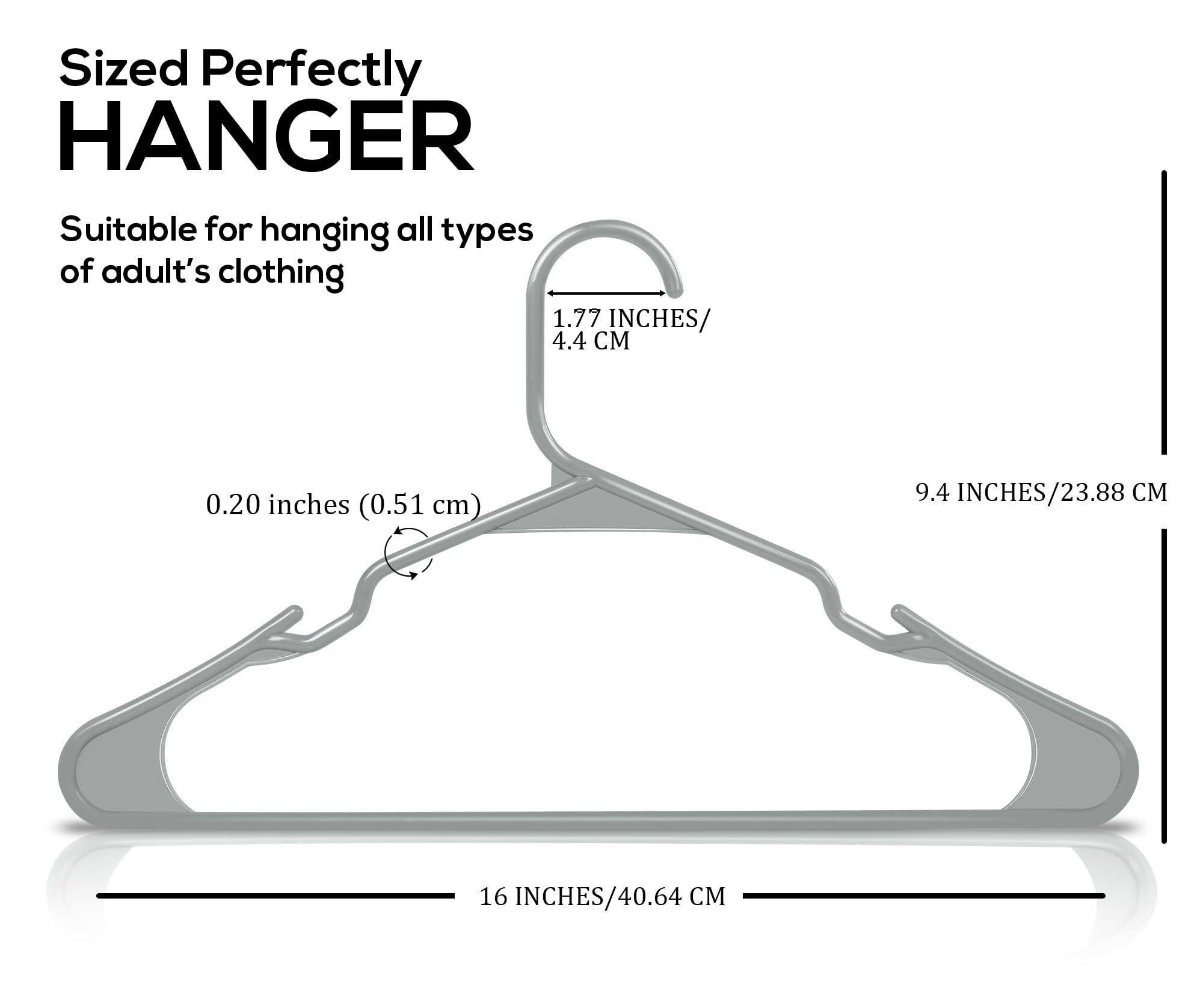 Utopia Home Clothes Hangers 50 Pack - Plastic Hangers Space Saving - Durable Coat Hanger with Shoulder Grooves (Grey)