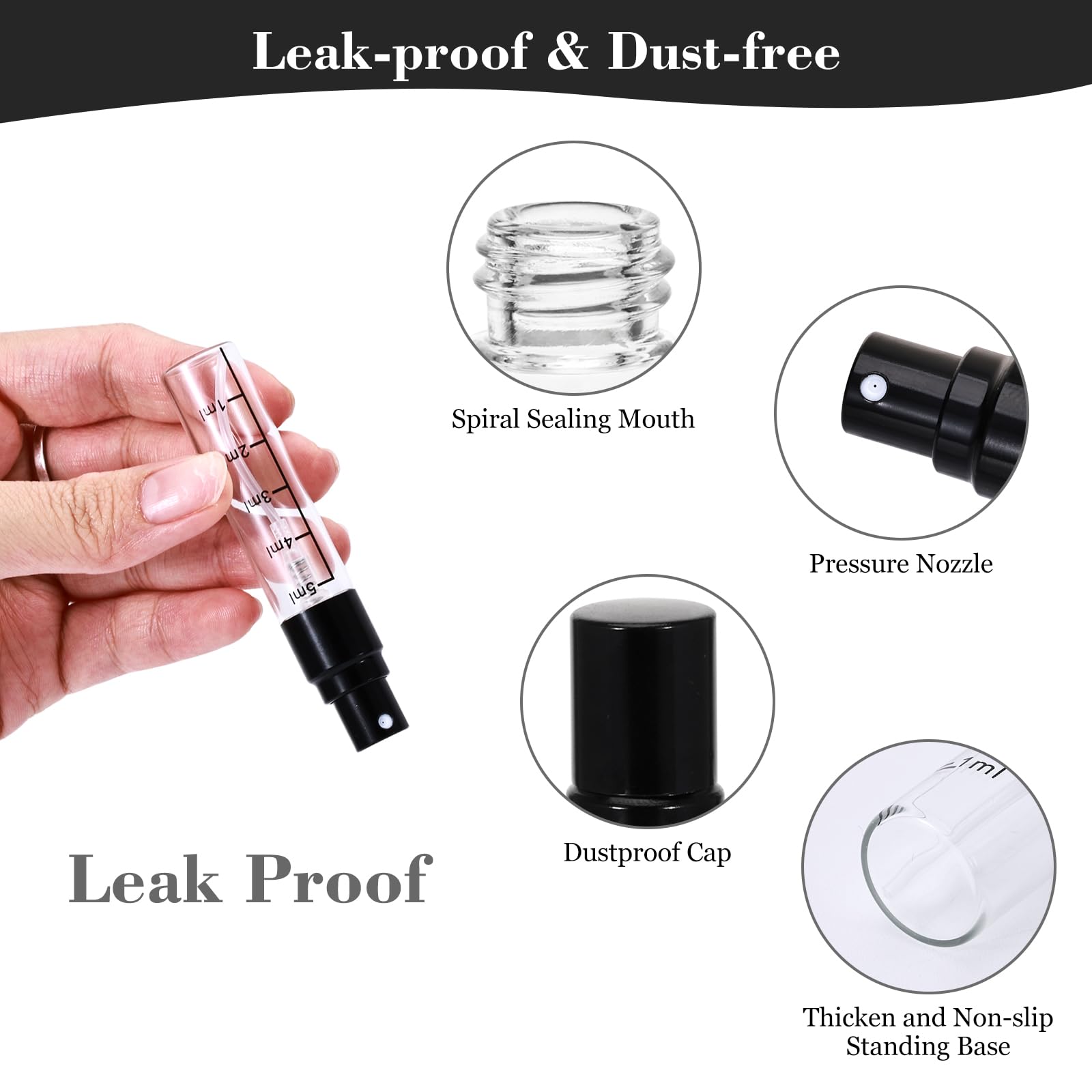 Beomeen 36Pcs 5Ml Clear Glass Perfume Travel Refillable Spray Bottles, Mini Perfume Bottle Empty, Portable Cologne Atomizer Spra