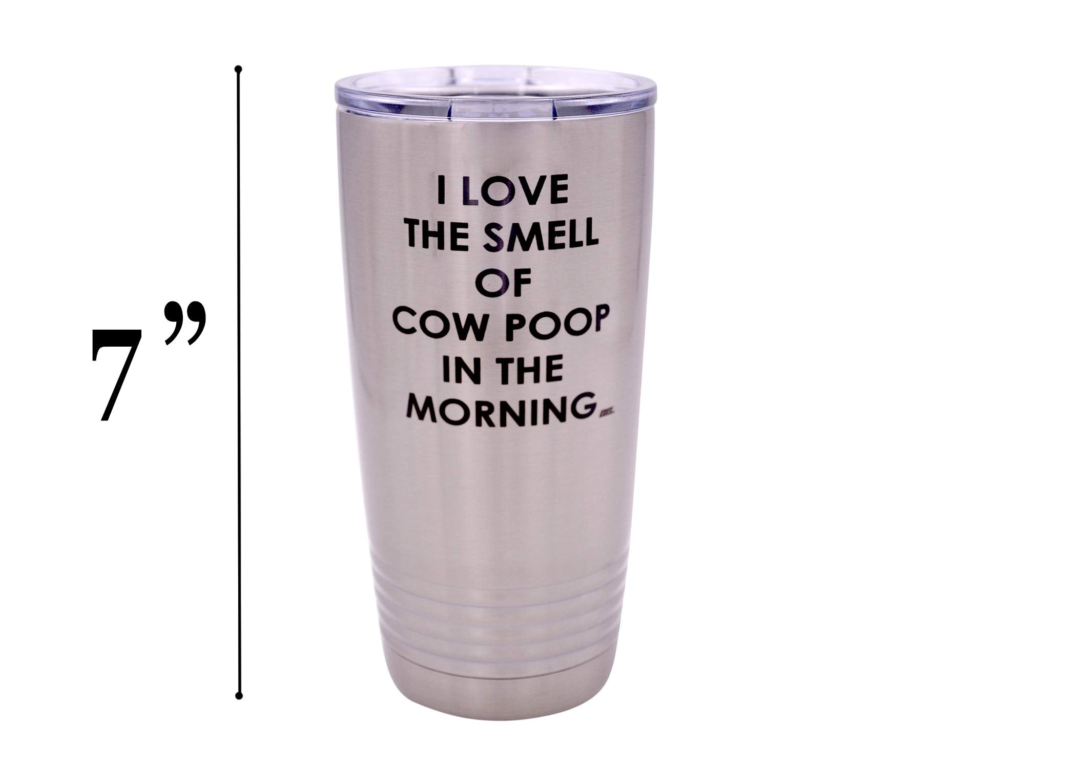 Rogue River Tactical Funny Farmer I Love The Smell Of Cow Poop In The Morning Large 20 Ounce Travel Tumbler Mug Cup W/Lid Sarcas
