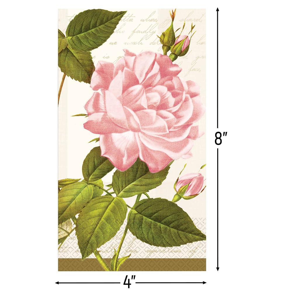Vintage Rose Guest Towels, 8'' X 4'' (Pack Of 16) - Premium Classic Hand Towels, Ideal For Parties, Birthdays, & Any Celebration