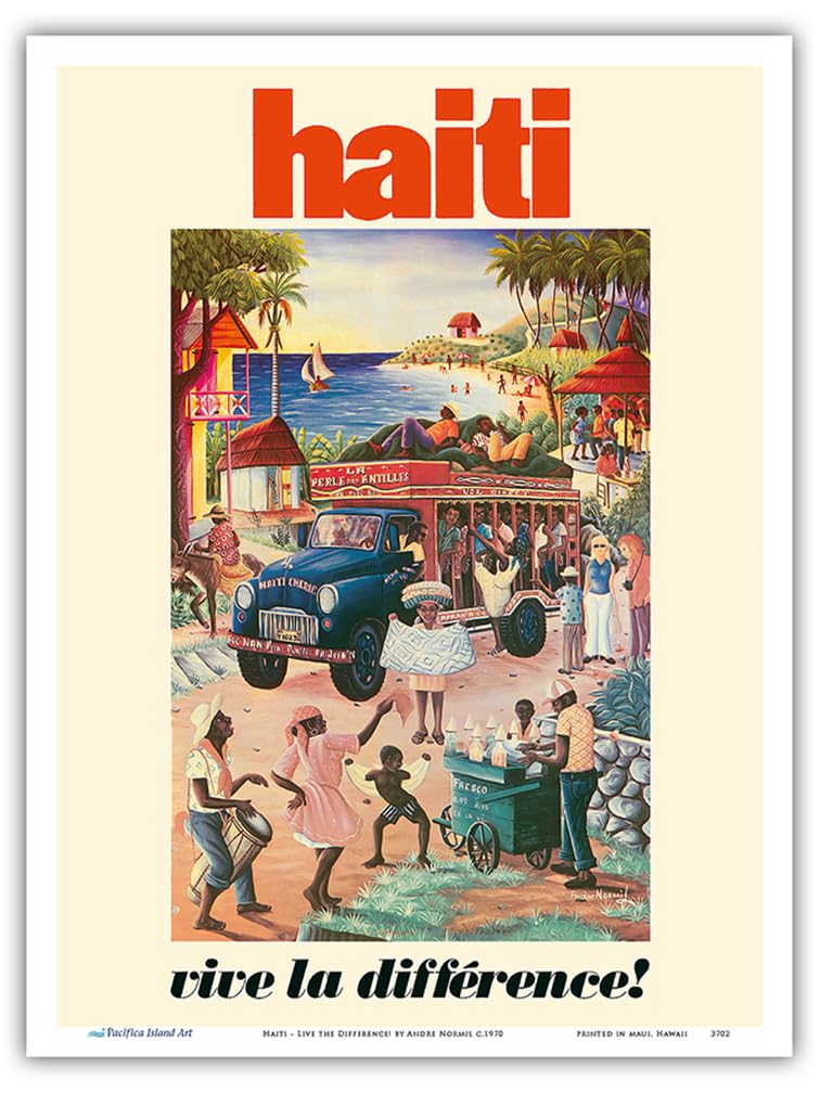 Haiti - Live The Difference! (Vive La Diff  Rence!) - Vintage Travel Poster By Andre Normil C.1970 - Master Art Print (Unframed)