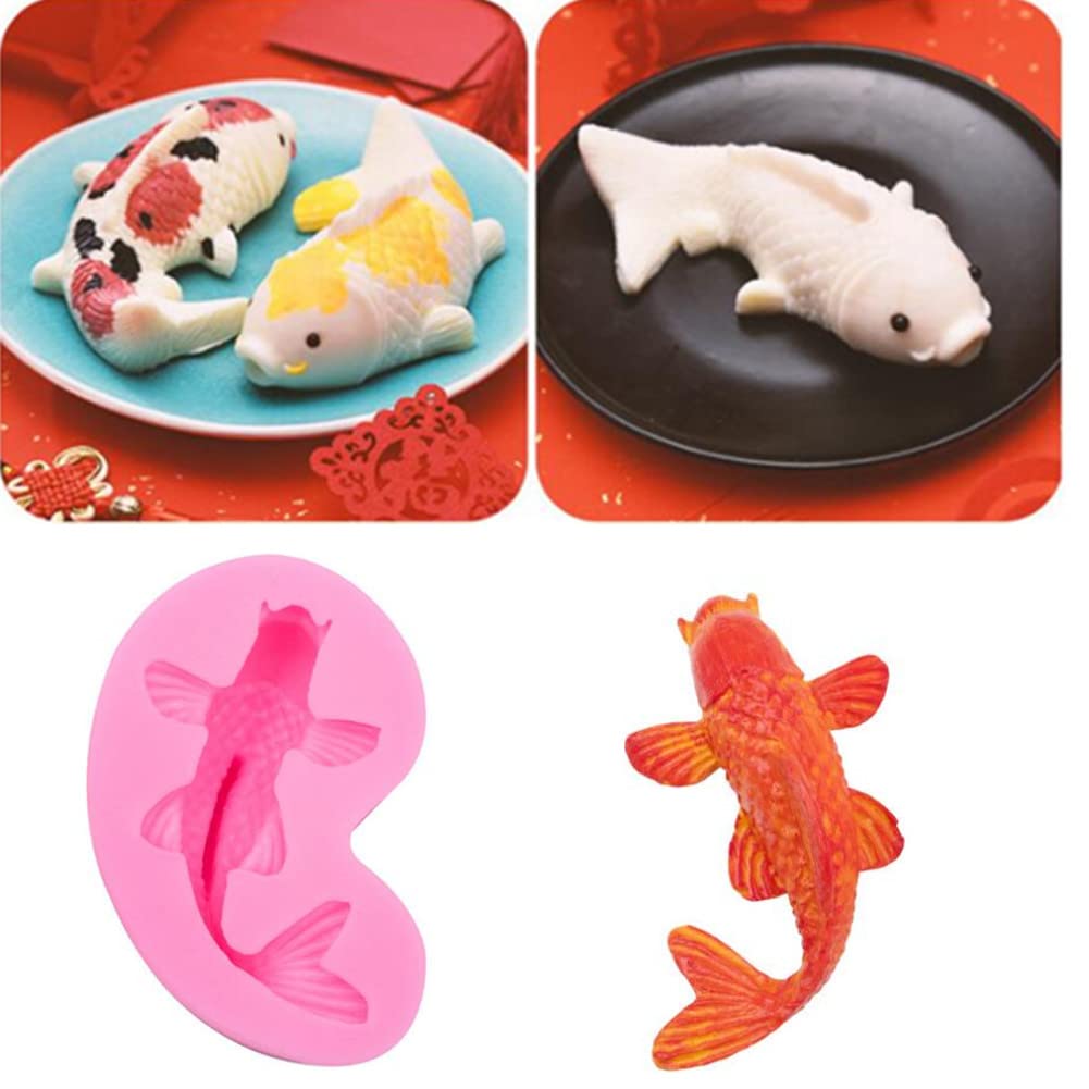 2 Pack Koi Fish Silicone Mold Fish Candy Fondant Mold, 3D Fish Shaped Chocolate Baking Mold Tool For Cake Cupcake Sugar Decorati