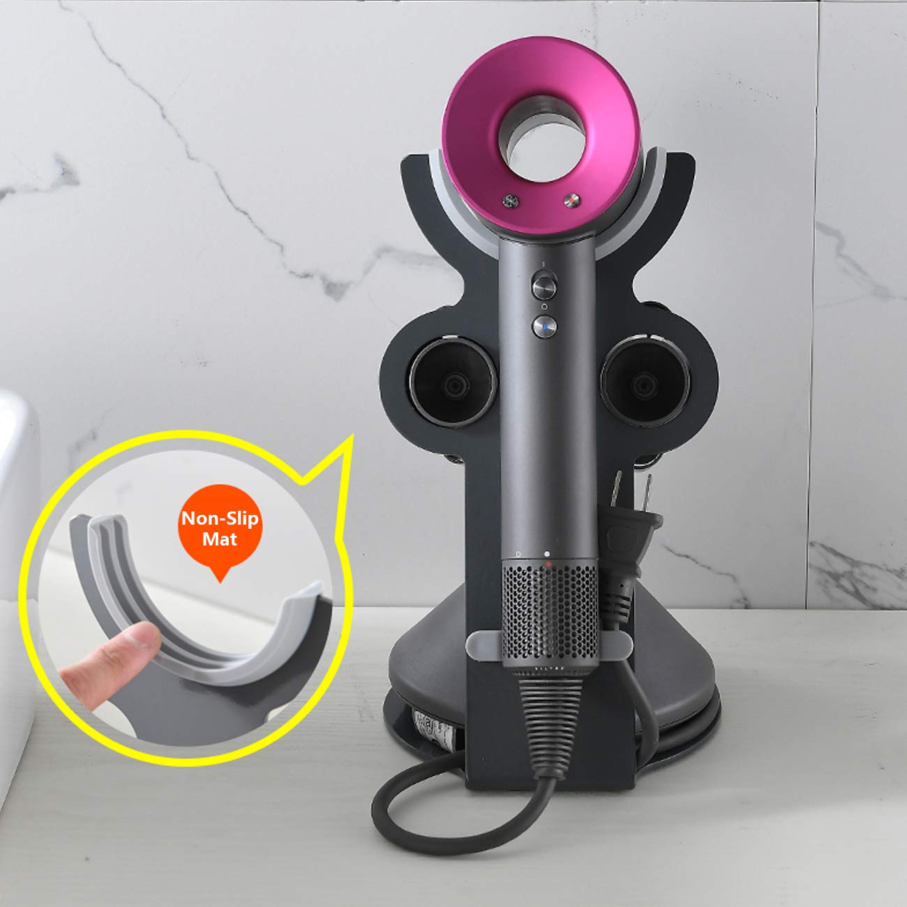 I'Smartmoon Hair Dryer Stand Holder For Dyson Supersonic, Aluminum Alloy Bracket Power Plug Holder, Bathroom Organizer For Dyson