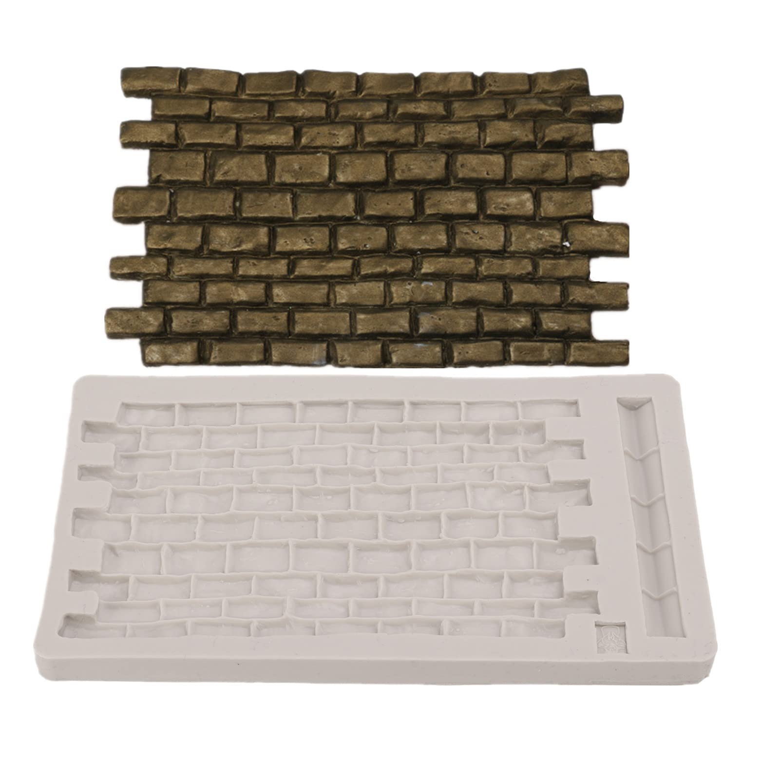 Fondant Impression Mat, Silicone Brick Wall Pattern Lace Mat Silicone Imprint Mold Sugarcraft Wedding Cake Decorating Tools Choc