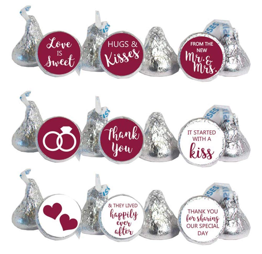 Mini Candy Stickers 0.75 Inch Wedding Favors Set Of 324 (Burgundy)
