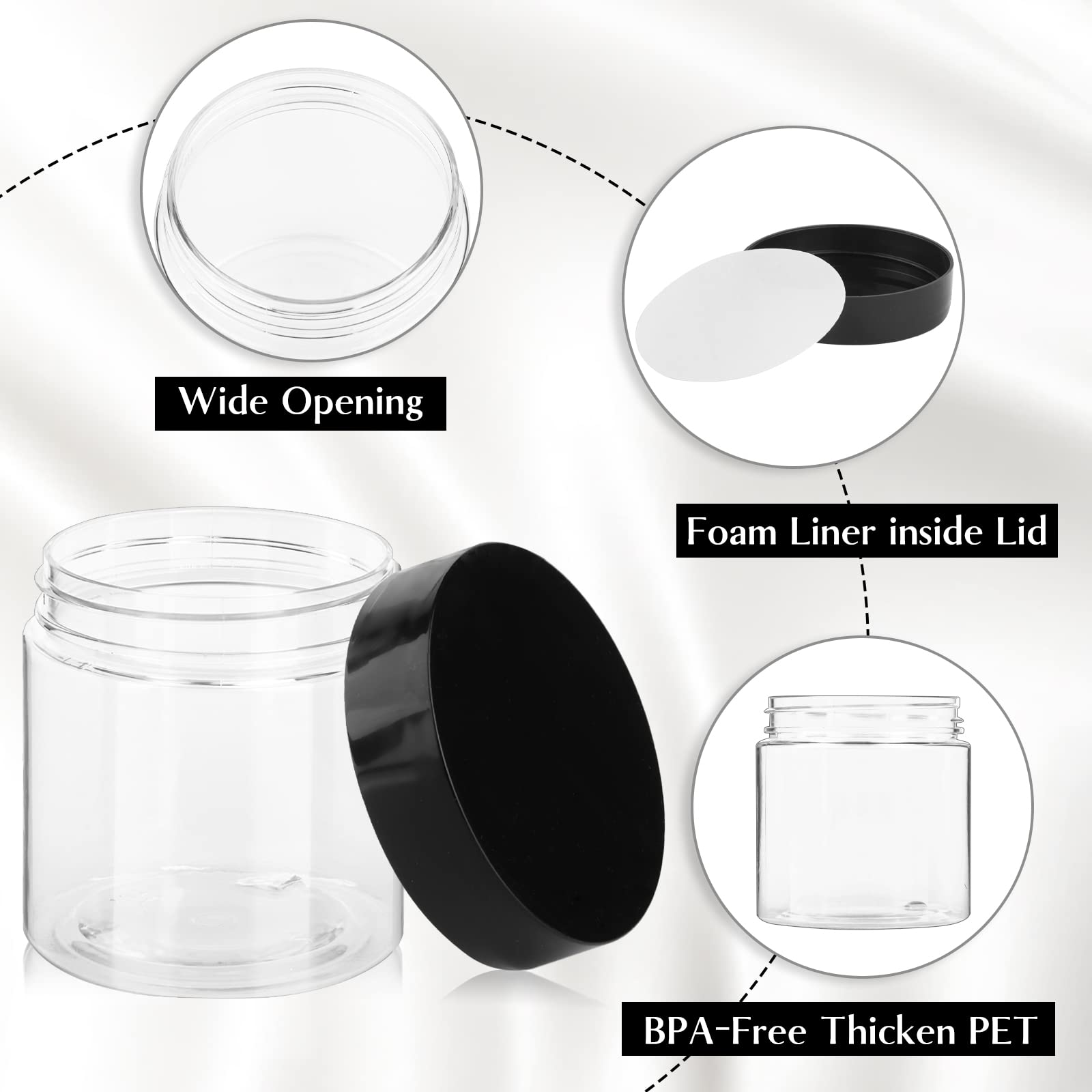 36 Pack 2 Oz Small Plastic Container Jars With Lids And Labels Bpa Free, Tuzazo Empty Round Clear Cosmetic Containers Plastic Sl
