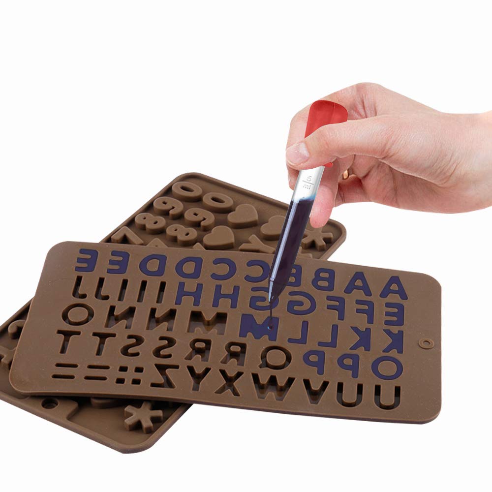 2 Pcs Silicone Letter Mold And Number Molds For Chocolate Candy,Maxin Happy Birthday Cake Decorations Symbols Mold